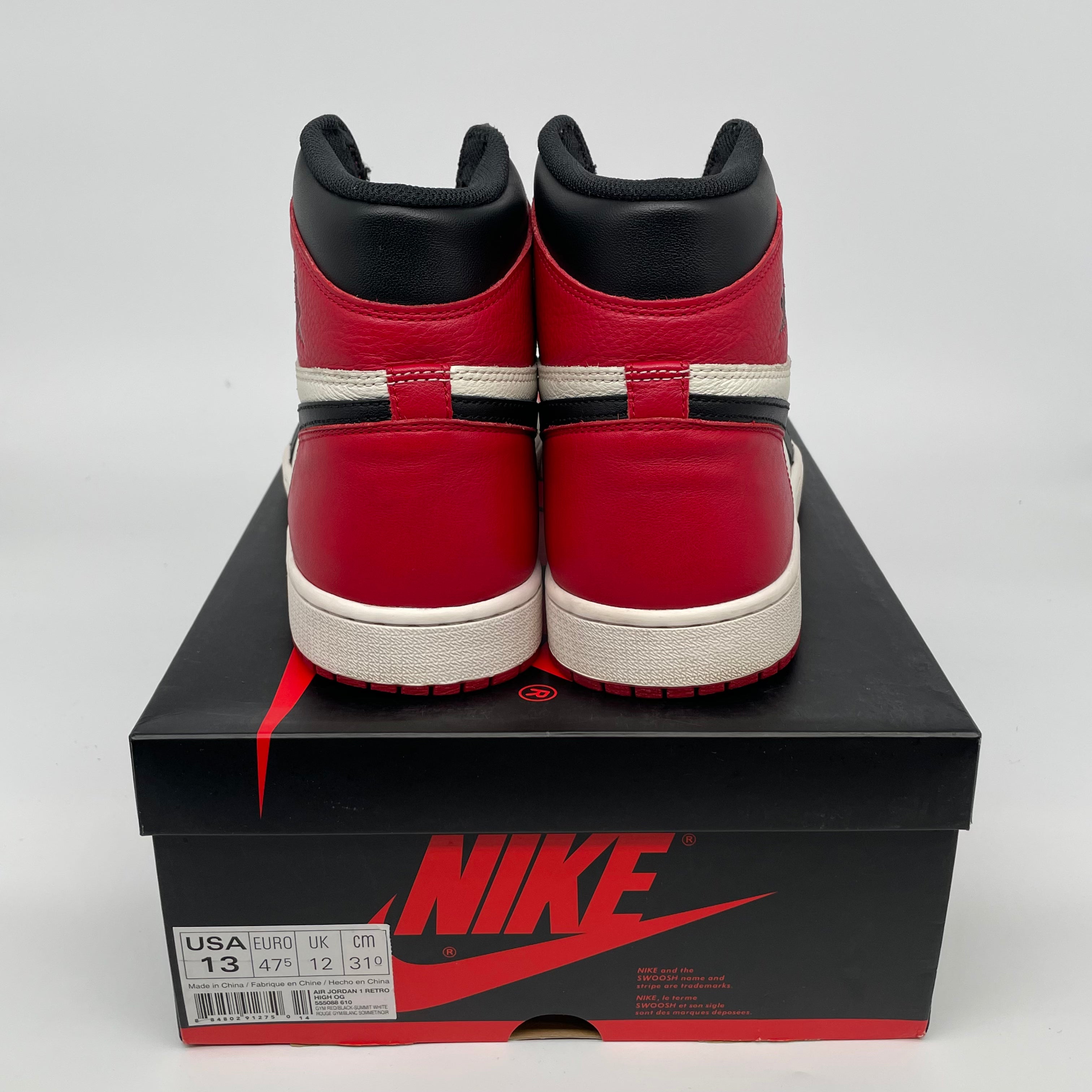 Air Jordan 1 Retro High Bred Toe Men's Basketball Shoes Size 13 - 555088-610 | Authentic Nike Sneakers for Streetwear, Sports & Collectors