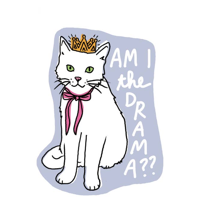 La Familia Green Drama Cat Sticker - Fun & Expressive Vinyl Decal for Laptops, Water Bottles & DIY Crafts - Perfect for Cat Lovers & Meme Enthusiasts