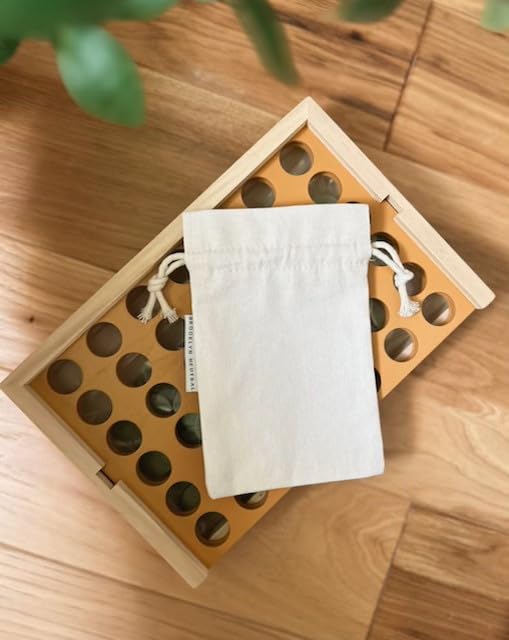 Neutral Wooden Four in a Row Game - Classic Two Player Strategy Board Game for Kids & Adults | Montessori Travel Toy, Coffee Table Decor & Housewarming Gift | Perfect for Family Game Nights, Travel Entertainment & Home Décor