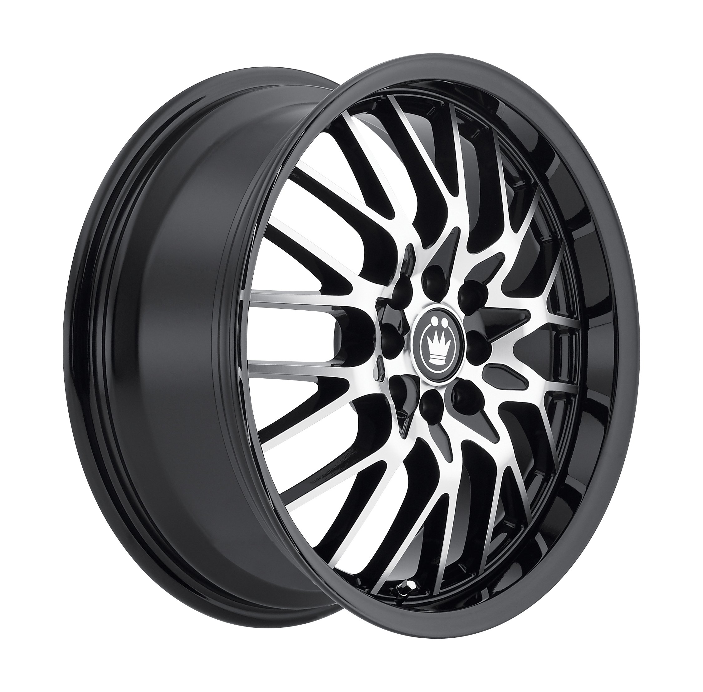 Konig Lace Black Wheel with Machined Face - 17x7 Inches, 4x100mm Bolt Pattern - Lightweight Alloy Rims for Cars, Trucks & SUVs - Perfect for Street Performance & Custom Builds