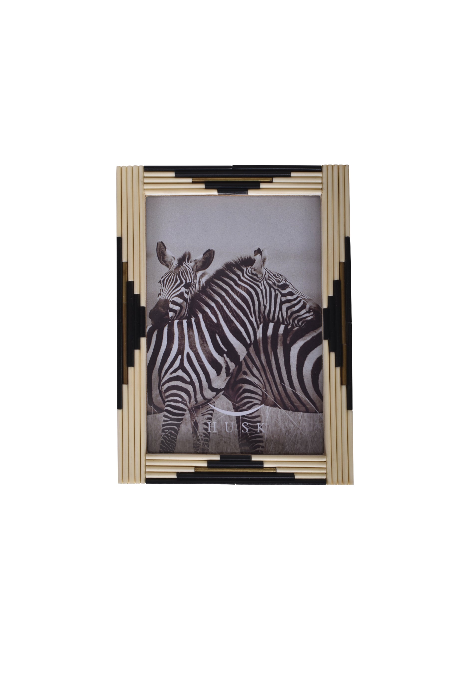 Premium Husk Brass Frame Piped Ivory Black Wall Art - Elegant Home Decor for Living Room, Bedroom & Office