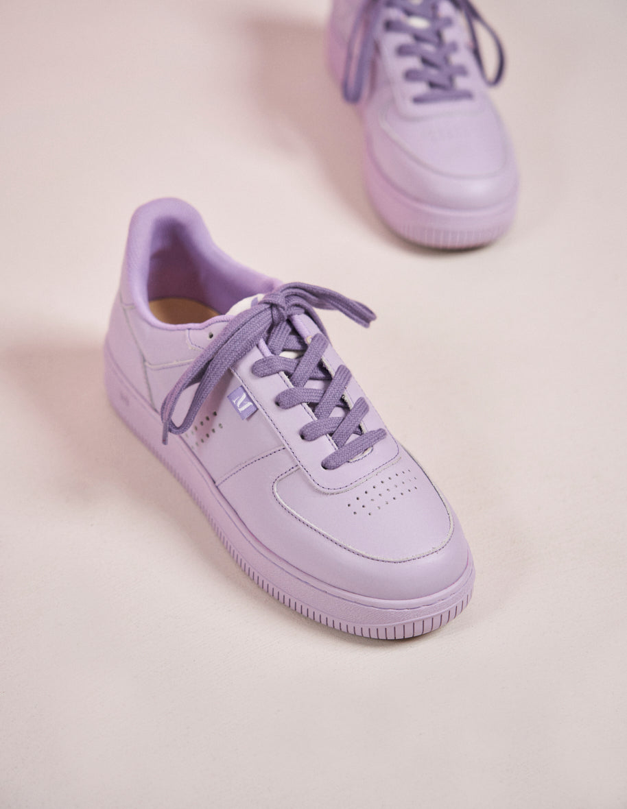 Maxence F Low Basket Shoes - Genuine Leather in Lilac Color for Women | Perfect for Casual Outings, Office Wear & Daily Comfort