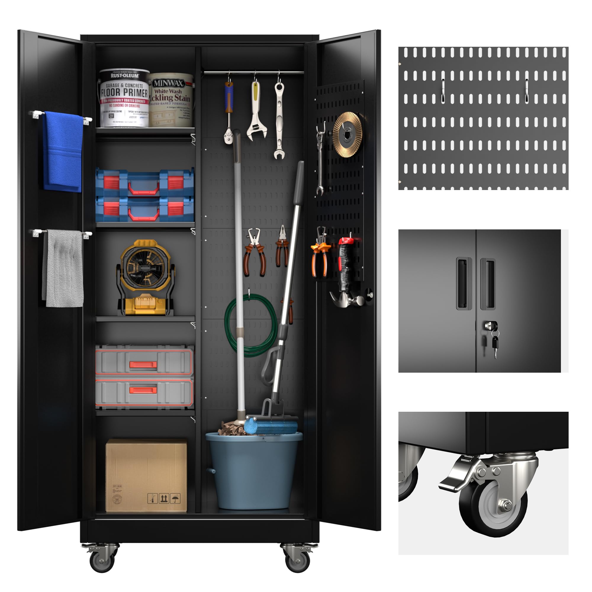 Heavy Duty Metal Garage Storage Cabinet with Wheels - 71