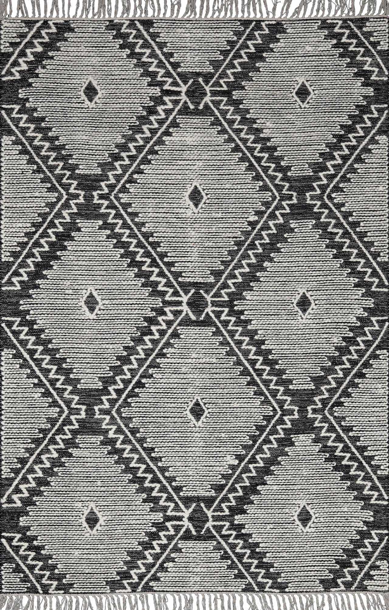 Bohemian Global Style Hauteloom Brownhills Area Rug 6' x 9' - Soft Black & Beige Handwoven Rug for Living Room & Bedroom - Perfect for Boho Chic Home Decor & Cozy Spaces