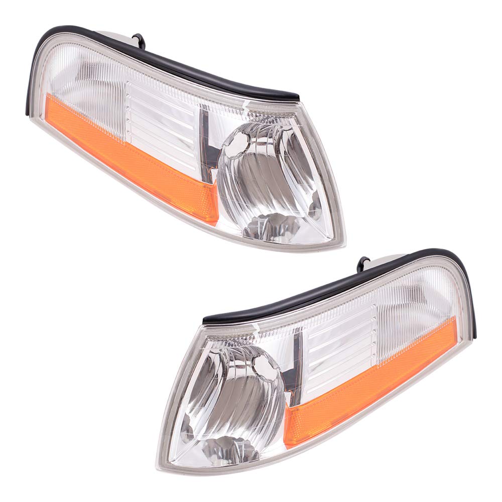 Brock Replacement Driver & Passenger Side Marker Lights for 2003-2005 Mercury Grand Marquis - Compatible with 3W3Z13201AA & 3W3Z13200AA - Easy Installation for Improved Night Visibility & Safety