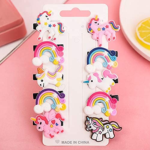 Sonpal Unicorn Hair Clips for Baby Girls - Soft Rainbow Alligator Hairpins, Hair Accessories for Kids (Pack of 10) - Perfect for Parties, School, and Daily Wear