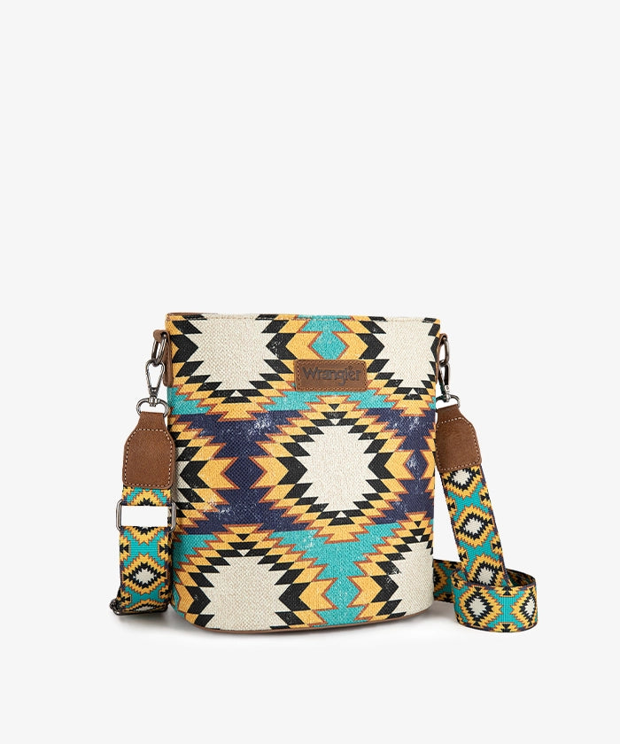 Wrangler Dual-Sided Print Canvas Shoulder Bag for Men & Women - Stylish Crossbody Purse for Travel, Work, and Everyday Use