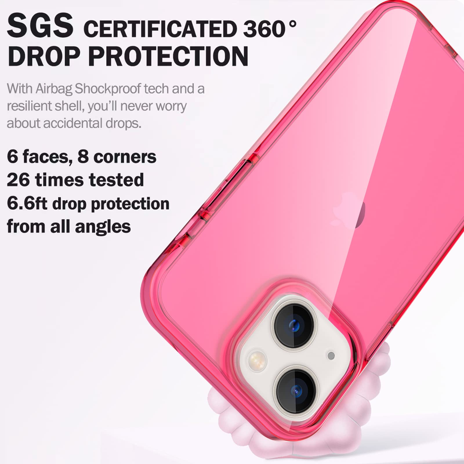 ArtsEvo Shockproof iPhone 14 Case & iPhone 13 Case - 6.6ft Drop Protection, Full Body Protection with Screen & Camera Cover - Hot Pink | Perfect for Outdoor Activities, Work & Daily Use