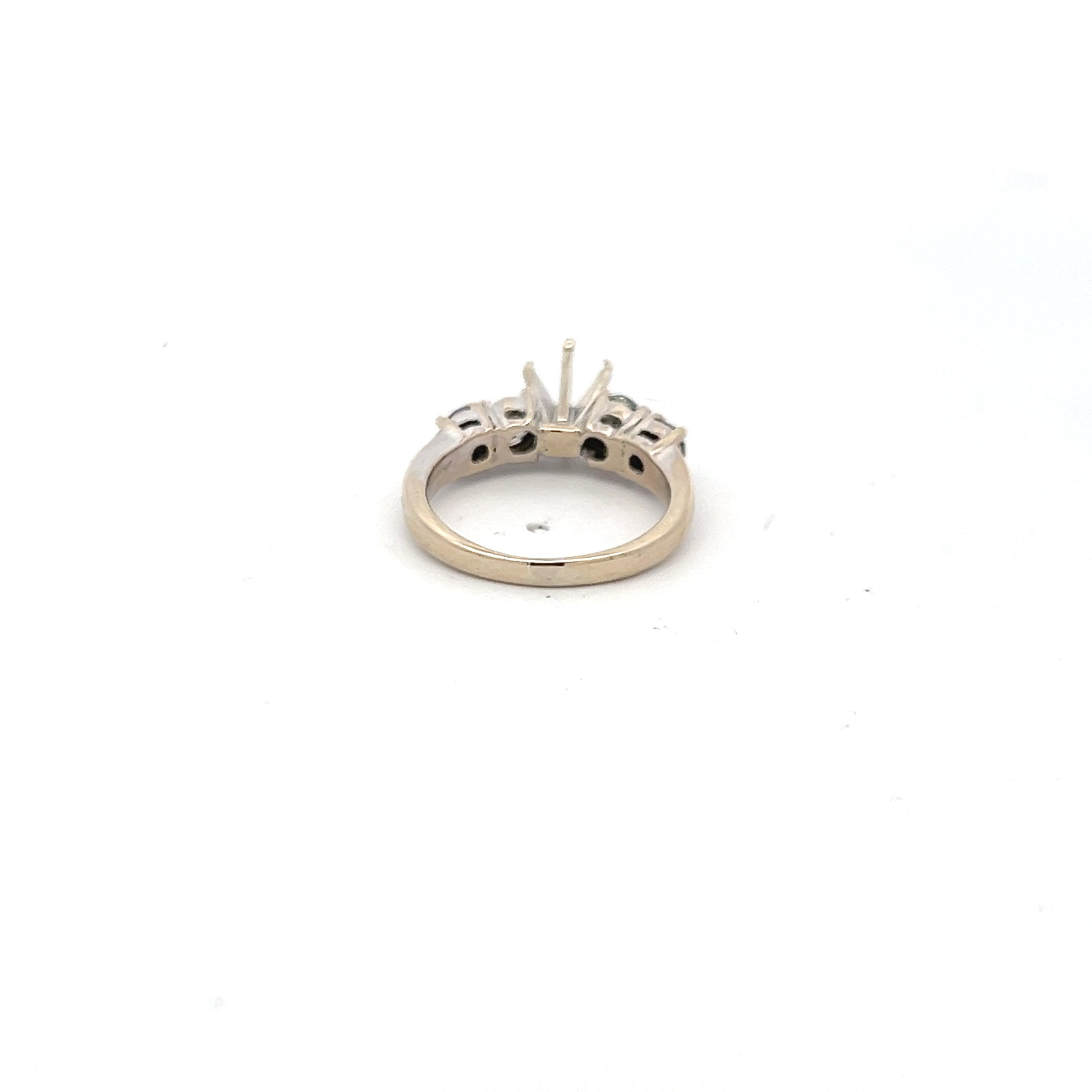 0.86 Carat Old European Cut I SI1 Diamond 14K White Gold Semi Mount Ring - Vintage Bridal Jewelry for Engagement & Wedding Bands