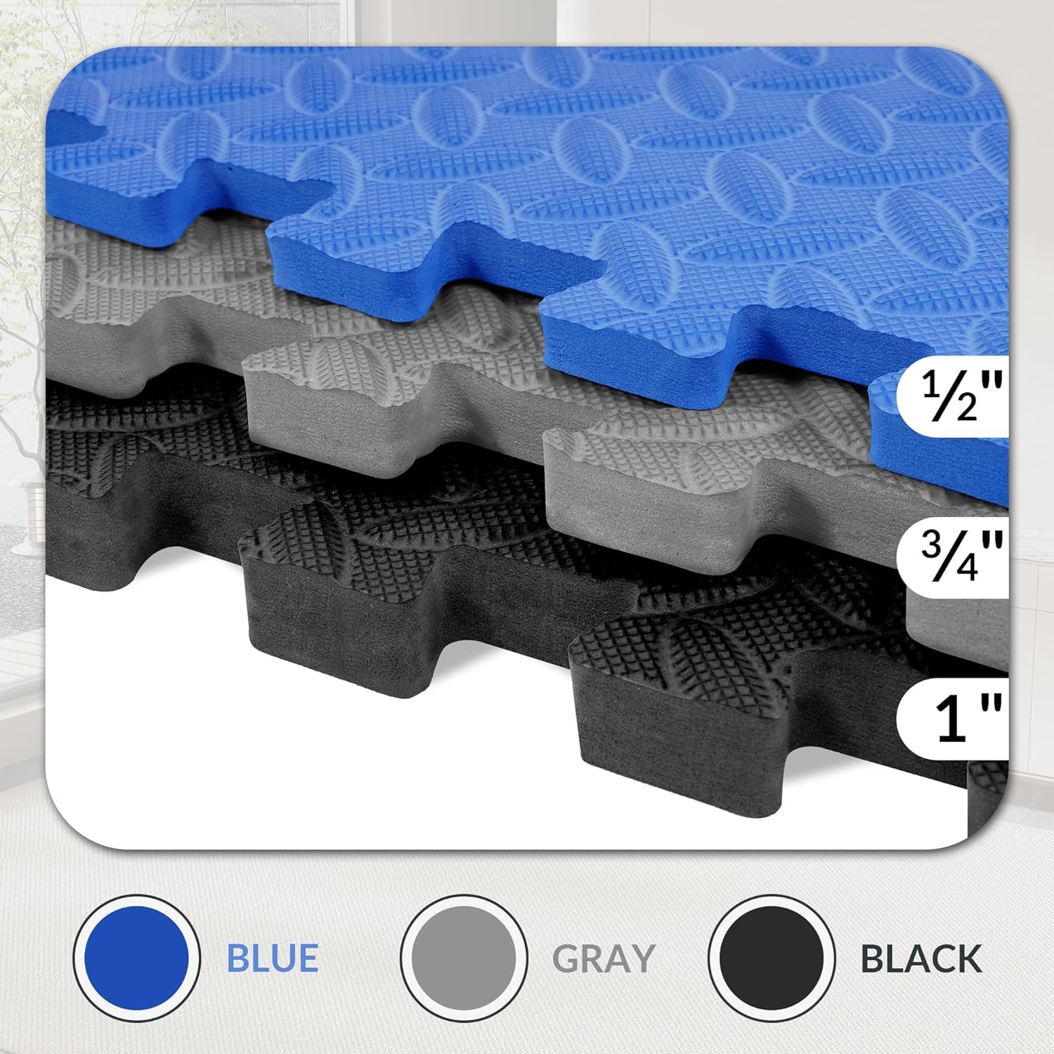 Signature Fitness EVA Foam Interlocking Puzzle Exercise Mat - Non-Slip Flooring for MMA, Yoga, Gymnastics & Home Gym - Multiple Sizes - Perfect for Workouts, Playrooms & Garage Gyms