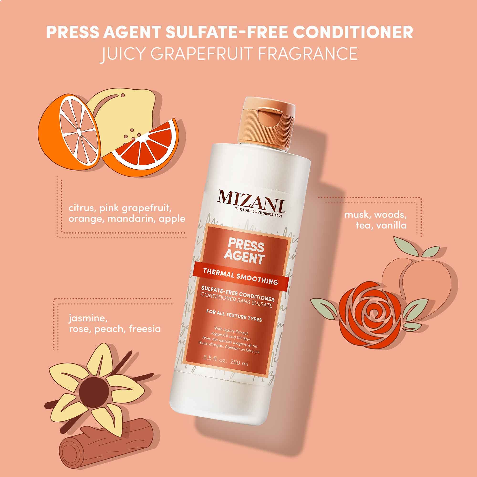 MIZANI Press Agent Sulfate-Free Conditioner for Heat Styling & Humidity Protection - Detangling Hair Treatment with Argan Oil for Blowouts, Silk Press & Thermal Smoothing | Perfect for Salon Styling & Frizz Control at Home