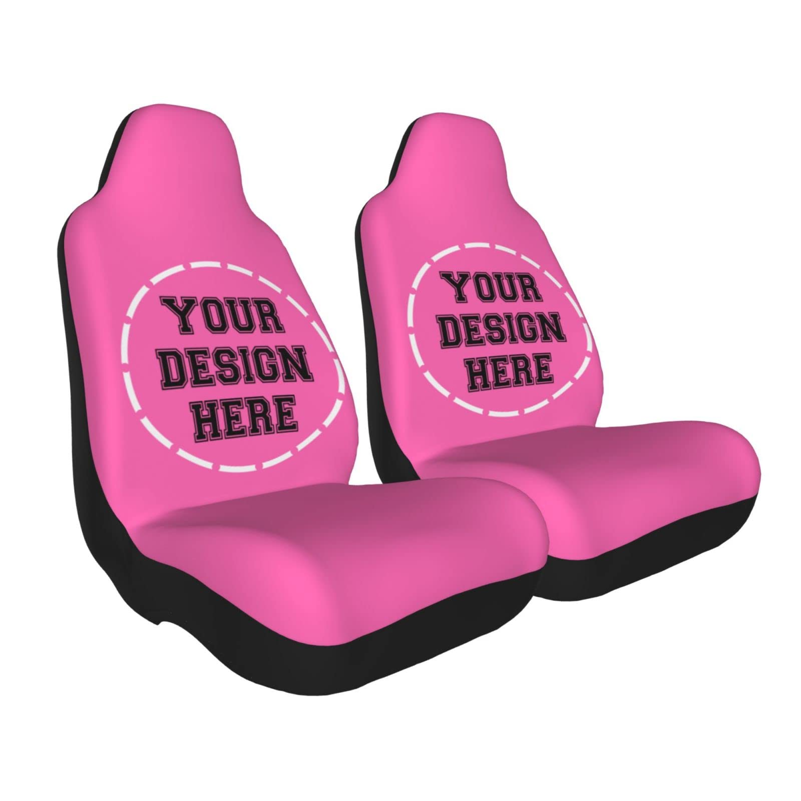 Custom Car Seat Covers with Image & Text - Personalized 2-Piece Universal Fit for Cars, Trucks & SUVs | Add Your Logo, Photo or Design | Perfect for Daily Commute, Road Trips & Vehicle Protection