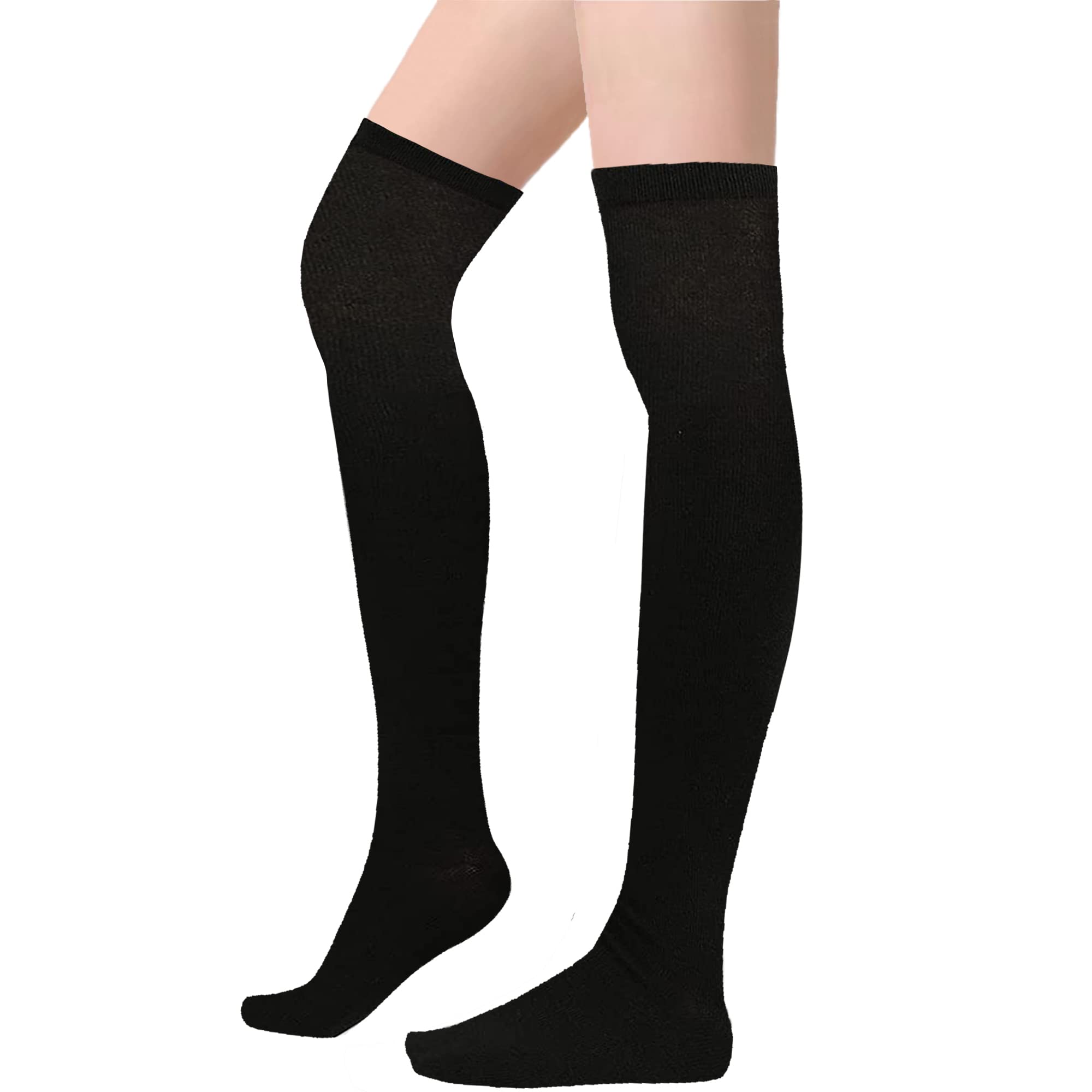 Women's Striped Thigh High Socks - Fashion Knee High Stockings for Halloween & Daily Wear