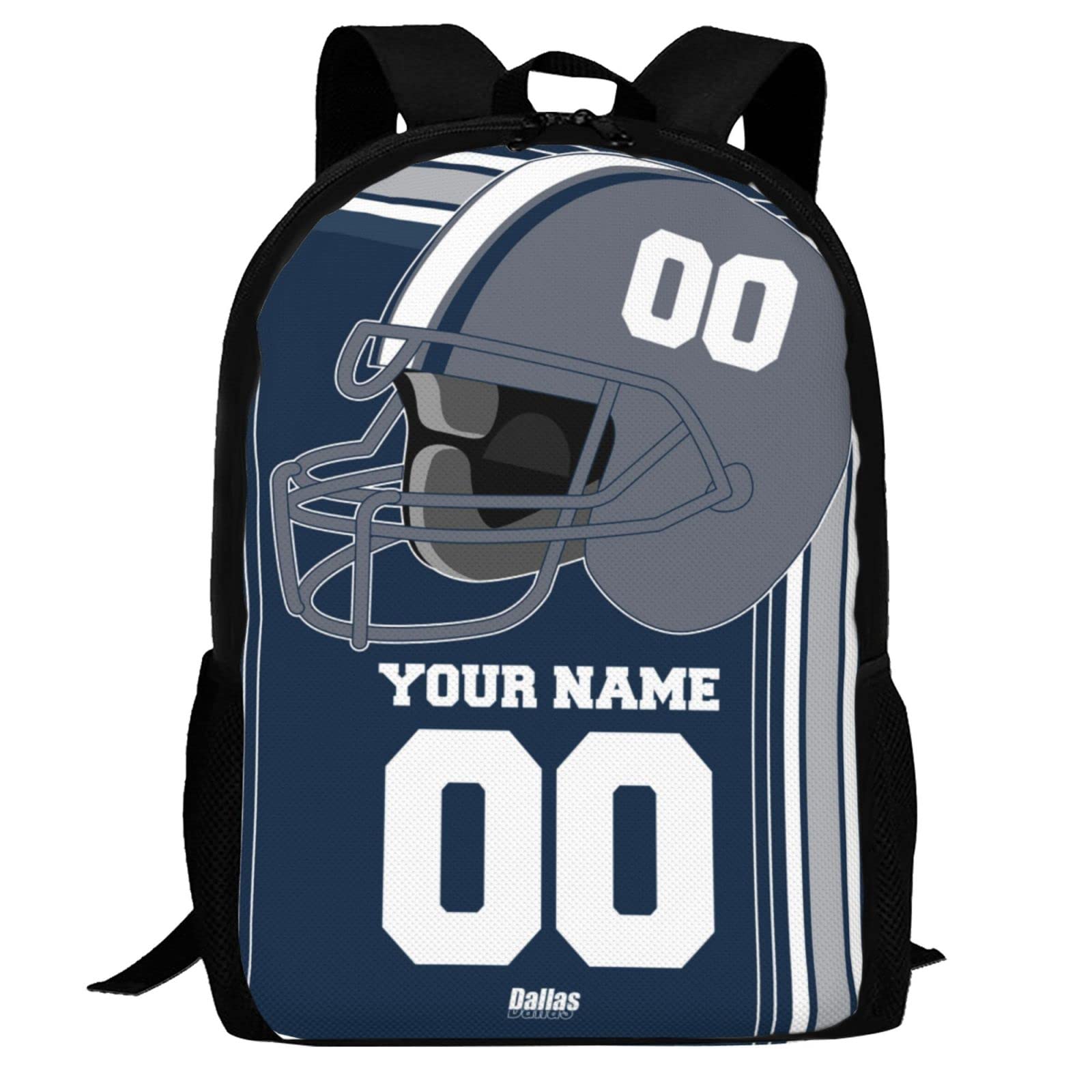 Custom Personalized Dallas Backpack with Name & Number - Durable School Bag, Business Laptop Backpack for Work, College & Travel