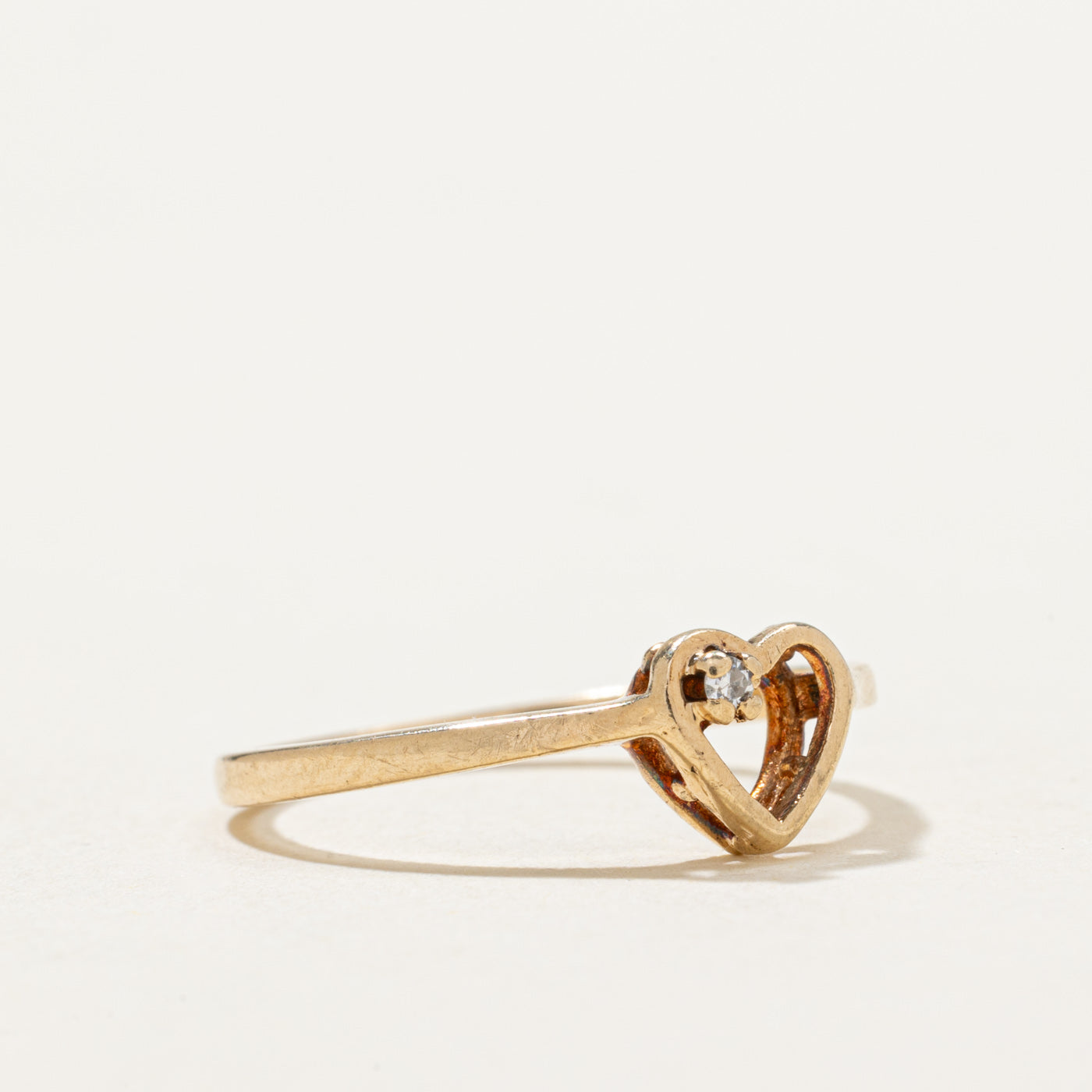 10K White Gold Diamond Open Heart Ring - 0.015ct Natural Diamond, Size 6.25 - Perfect for Valentine's Day, Anniversary & Romantic Gifts