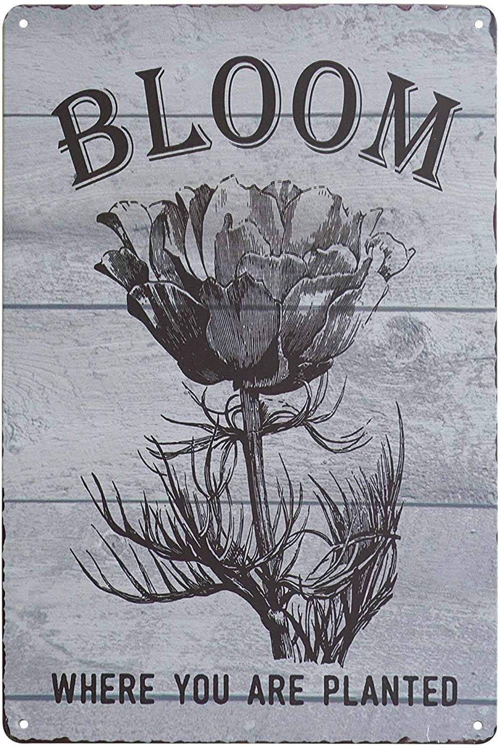 Vintage Floral Bloom Metal Tin Sign - 8x12 Inch Retro Home Bar & Coffee Shop Wall Decor - Perfect for Farmhouse, Kitchen, or Cafe Decoration