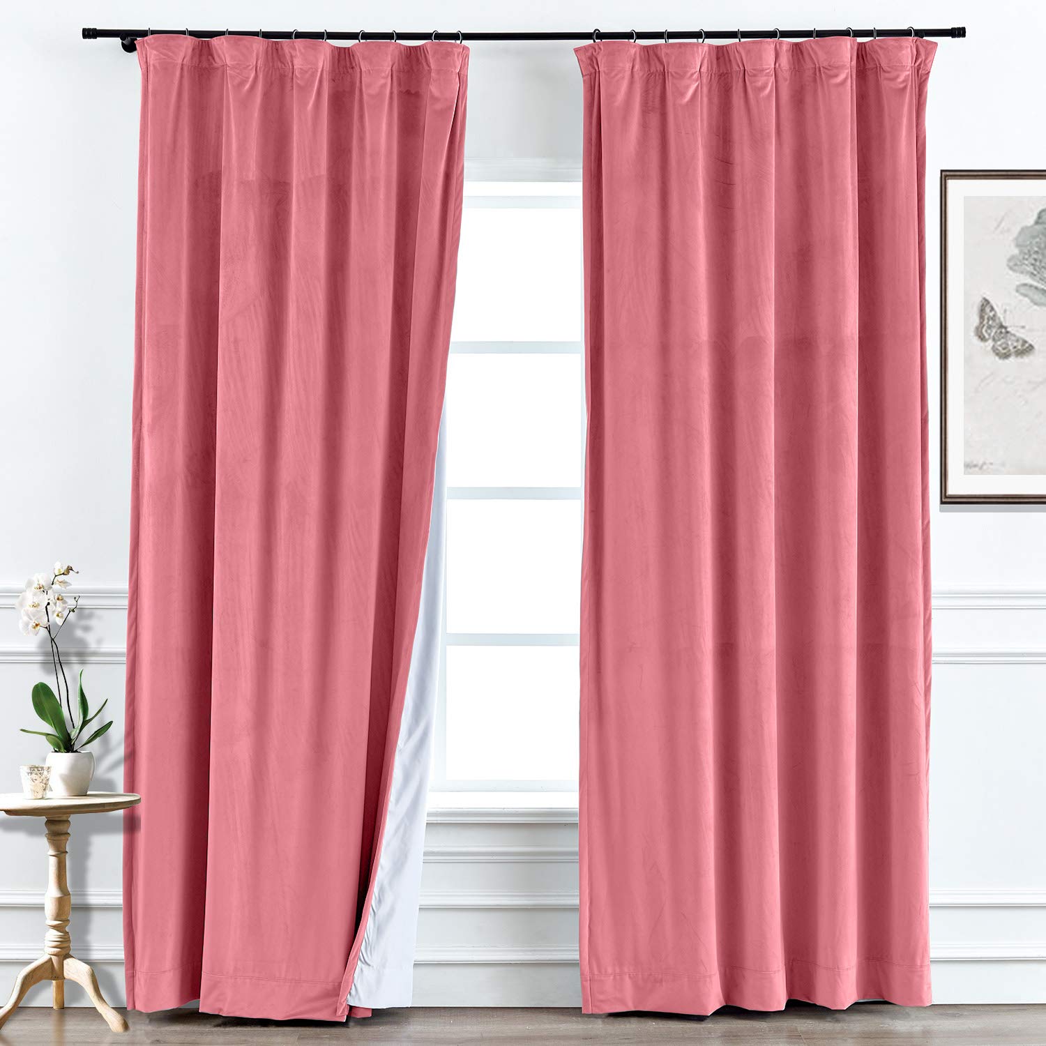 Blackout Curtains Thermal Insulated - Soft Velvet Room Darkening Drapes with Flat Hook for Bedroom & Living Room, 52x63 Inches, 1 Panel - Perfect for Privacy, Light Blocking & Energy Efficiency
