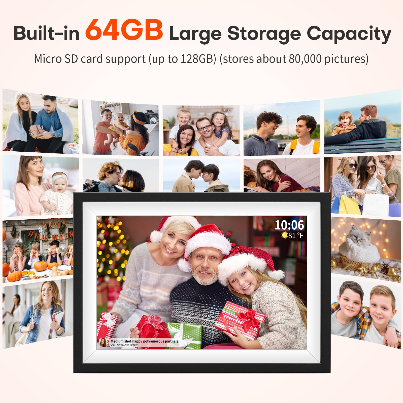 2 Pack Digital Picture Frame 10.1 Inch - Frameo HD IPS Touch Screen Photo Frame with 1280x800 Resolution, 64GB Storage, Auto-Rotate & Wall Mount - Instant Photo Sharing via Frameo App - Perfect Gift for Mom, Dad, Grandparents - Ideal for Home, Office & Family Memories