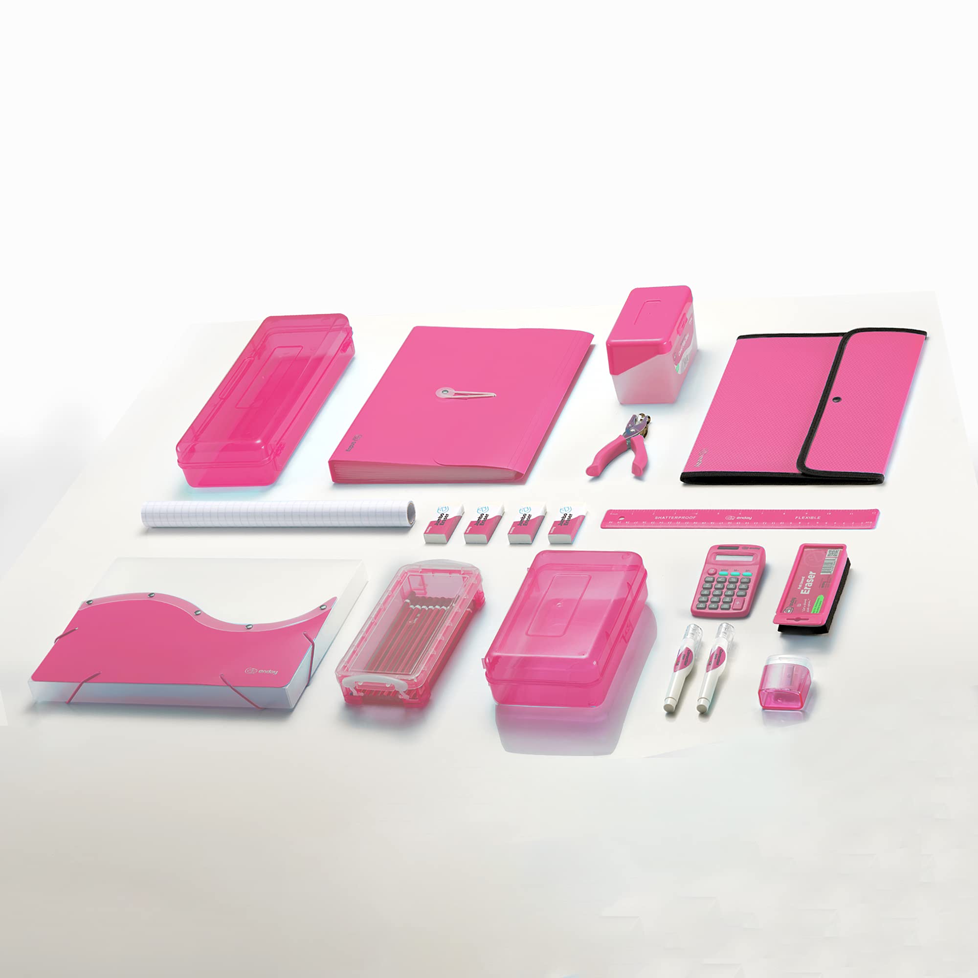 Enday 3x5 Index Card Holder - Pink, Purple, Red, Green, Blue, Grey | Flip Top Flash Card Organizer Case for Notes, Recipes & Study Cards | Holds 250 Index Cards (36 Pack) - Perfect for School, Office & Home Organization