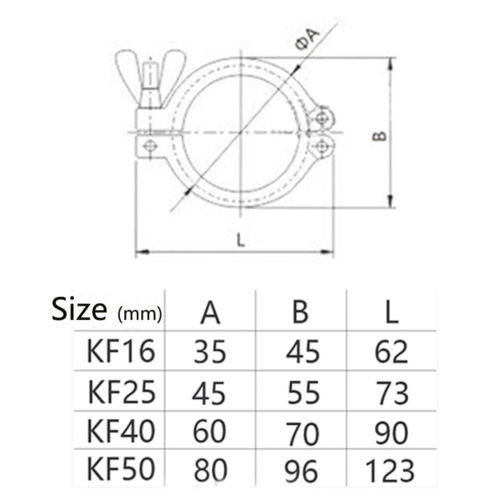 ISO-KF Flange Quick Clamp Hinge Clamp - Aluminum Vacuum Hose Fitting with Wing Nut for Vacuum Pipes & Ovens (KF10 Size) - Perfect for Laboratory, Industrial Vacuum Systems, and Scientific Equipment