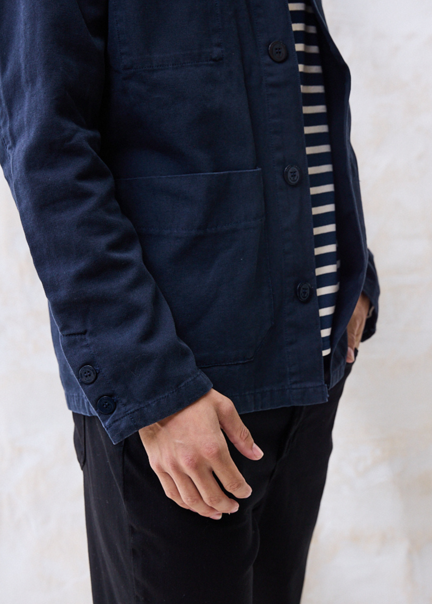 SIROCCO II Navy French Chore Jacket - Heavy Duty Cotton Canvas Workwear for Men & Women - Durable Unisex Fit (Navy Blue) - Perfect for Outdoor Work, Gardening, and Casual Wear