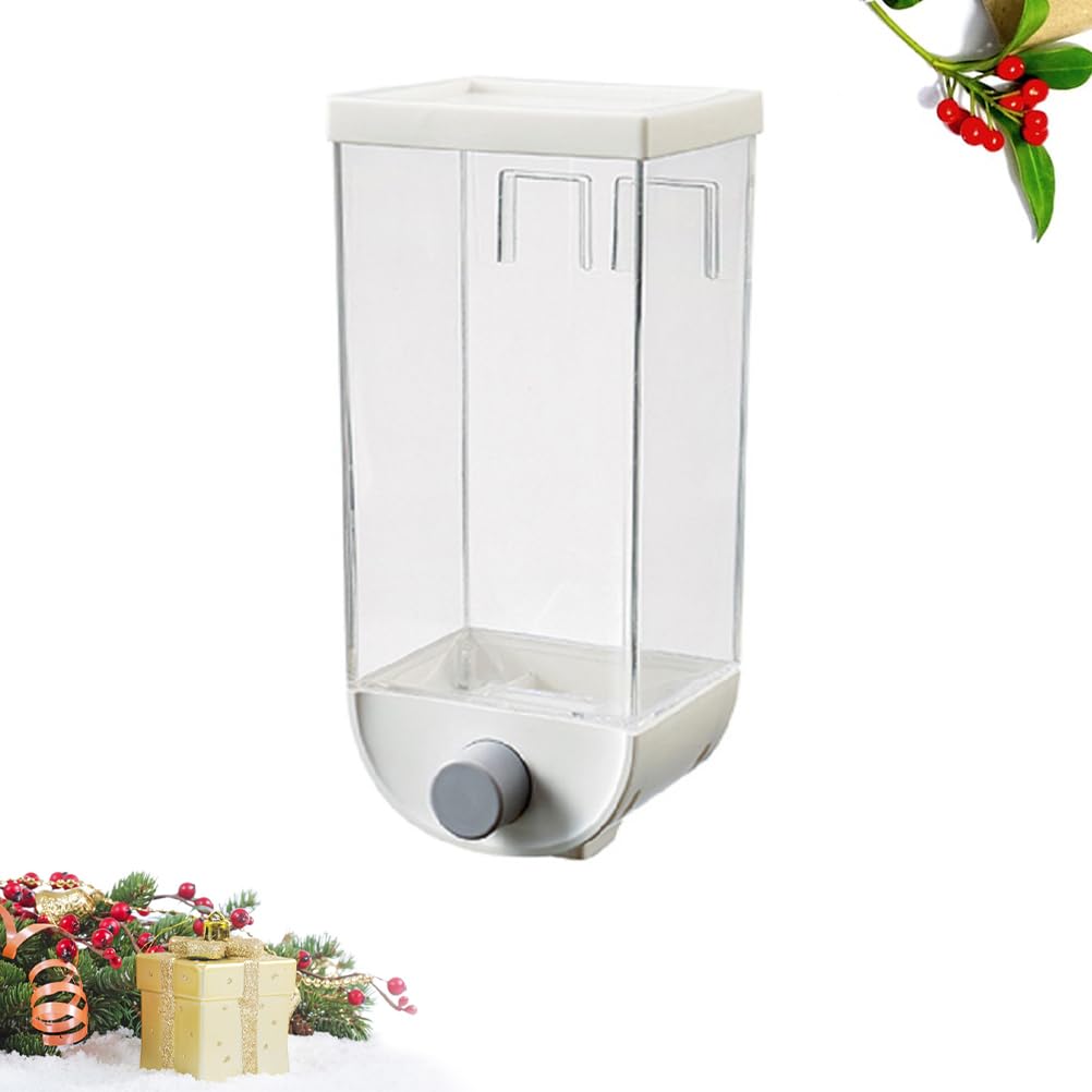 Wall Mounted Dry Food Dispenser - 1500ml Single Cereal Dispenser Box for Cereal, Grains, Nuts, Beans, Candy & Oatmeal Storage - White | Perfect for Kitchen Pantry Organization & Bulk Food Storage