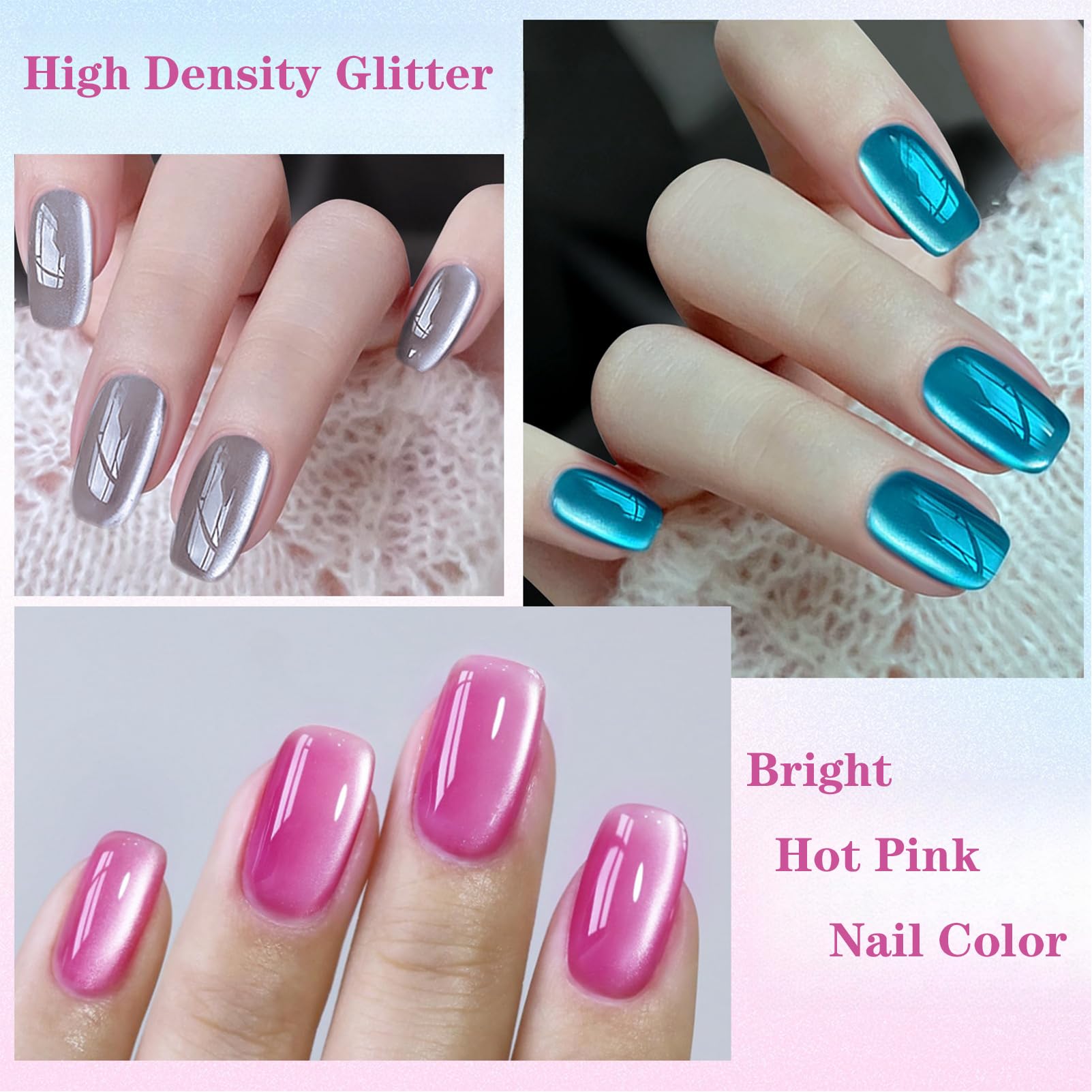 Hot Pink Jelly Cat Eye Gel Nail Polish - Magnetic Nail Polish Gel with Glossy Finish, Translucent & Glass Effect for Girls & Women - Perfect for Parties, Weddings, and Special Occasions