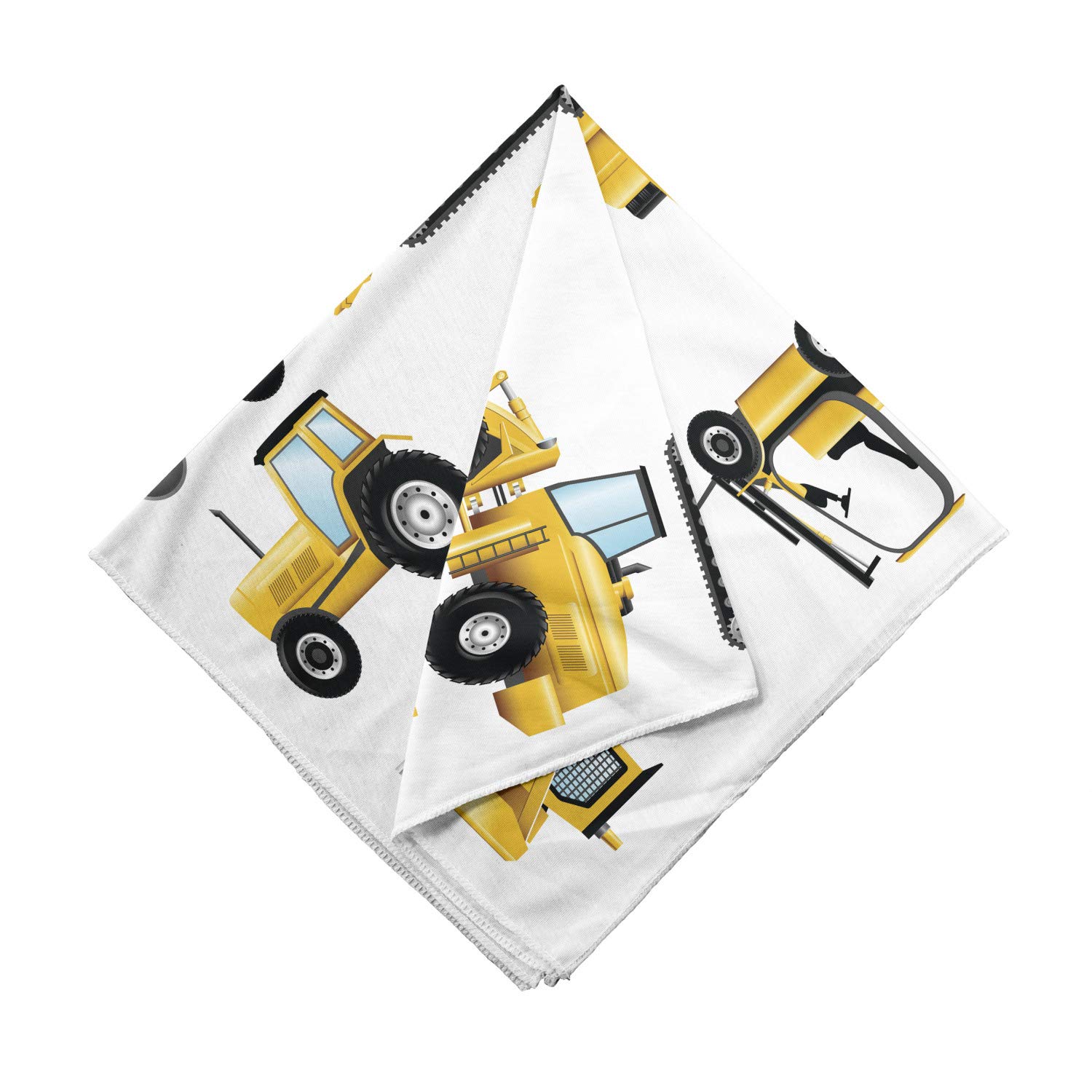 Ambesonne Cartoon Unisex Bandana - Yellow Construction Site Print in Earth Yellow, Black & Red | Perfect for Outdoor Activities, Cosplay & Fashion Accessories