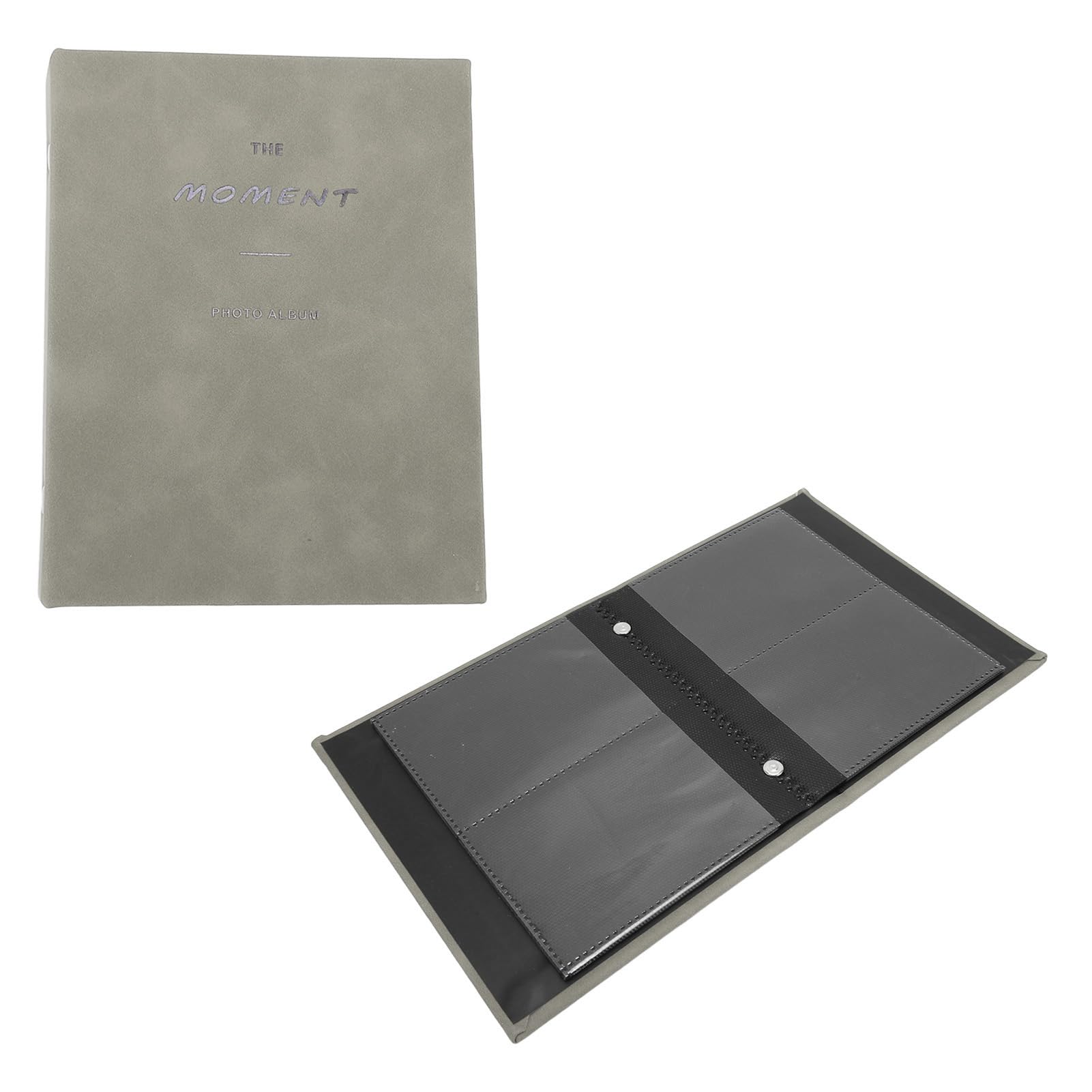 64-Pocket Photo Album - Universal 3in Photo Paper Compatible, Durable Protective Scrapbook for Pictures (Grey) | Perfect for Family Memories, Wedding Photos & Travel Snapshots