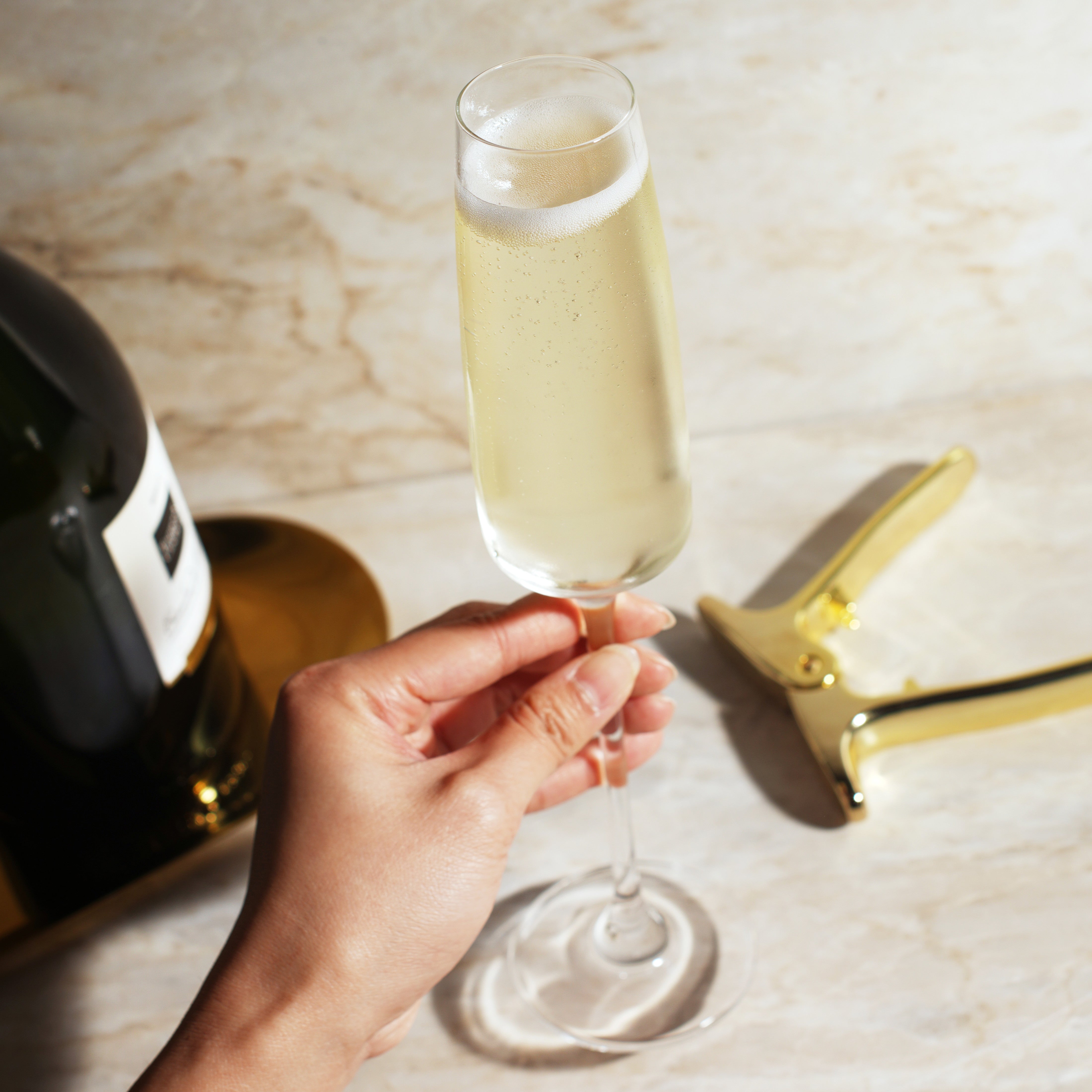 Premium Julien Crystal Flute Glasses Set of 4 - Elegant Champagne Flutes for Weddings, Parties & Special Occasions