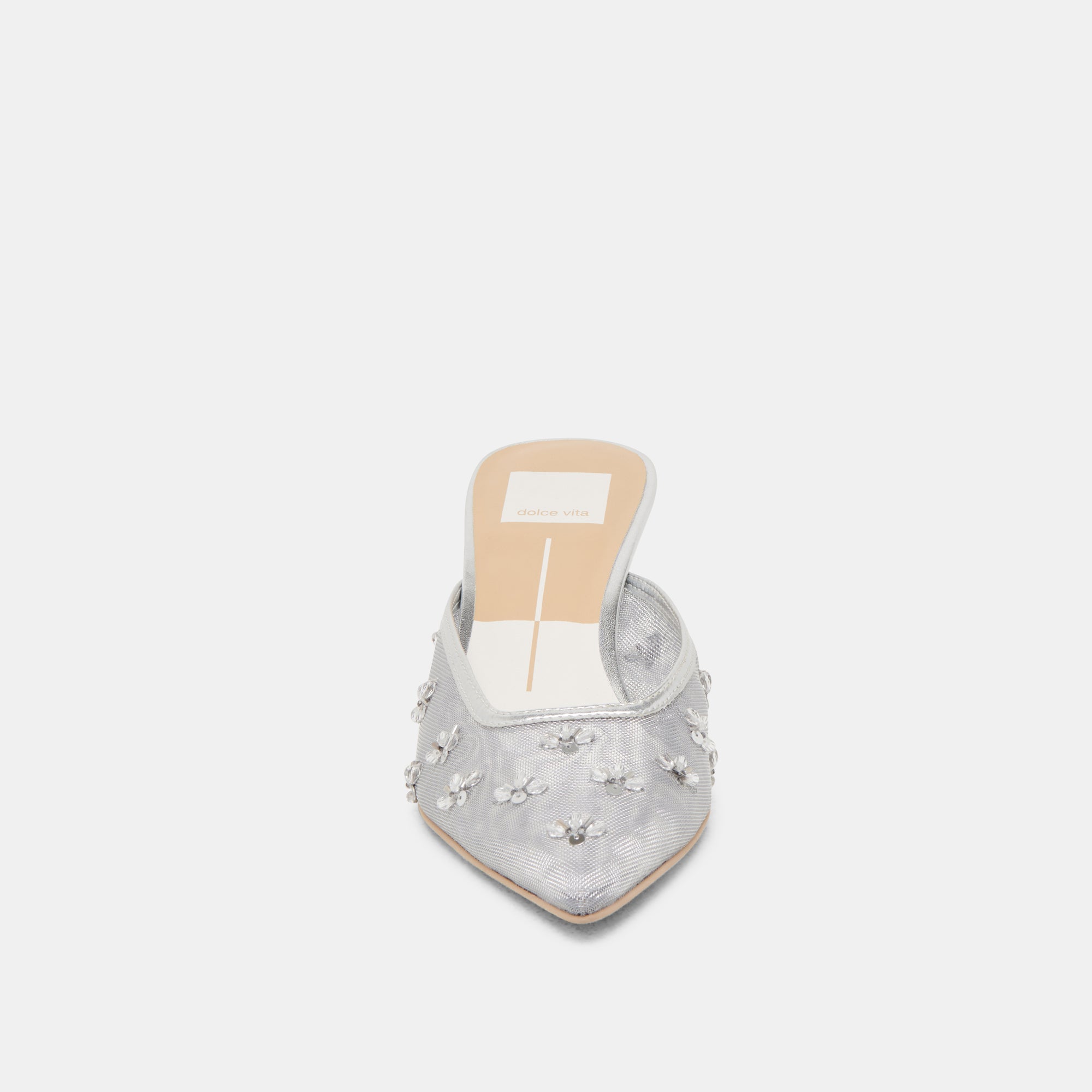 CLARA Women's Wide Heel Sandals - Silver Mesh Strappy Heels for Summer, Parties & Weddings
