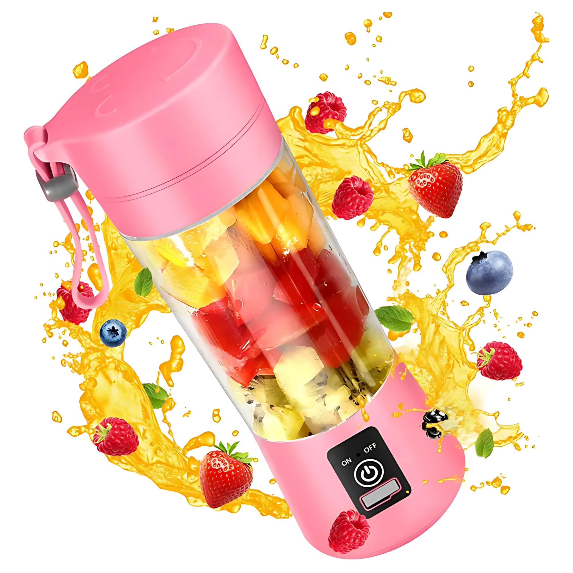 Portable USB Rechargeable 12 Oz Handheld Blender - Compact Travel Size with Powerful Motor for Smoothies, Protein Shakes, Baby Food & Juicing - Ideal for Kitchen, Camping, Gym & On-the-Go Blending