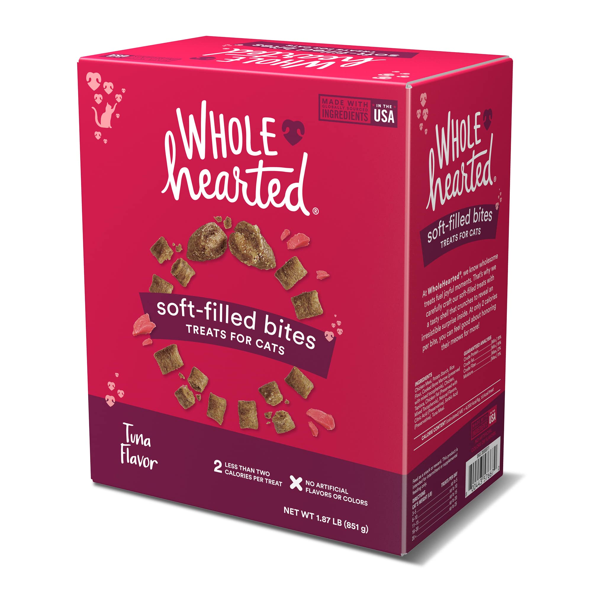 WholeHearted Tuna Flavor Soft-Filled Bites Cat Treats 30 oz - Grain Free, Protein Rich Snacks for Adult & Senior Cats - Perfect for Training, Rewards & Bonding Time