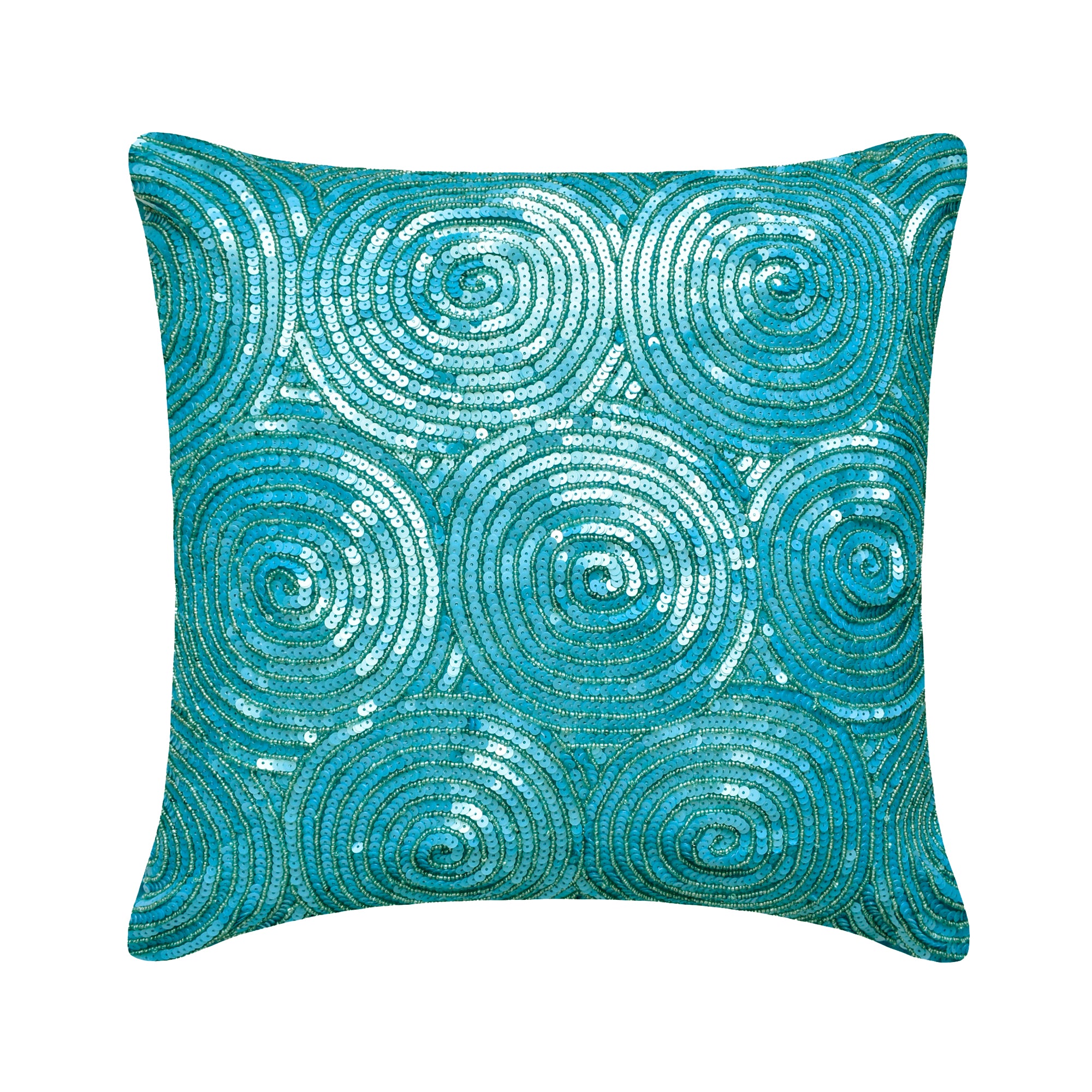 Aqua Blue Art Silk Decorative Euro Sham Pillow Cover - Luxury Bedding Accessory for Home Decor, Bedroom & Living Room