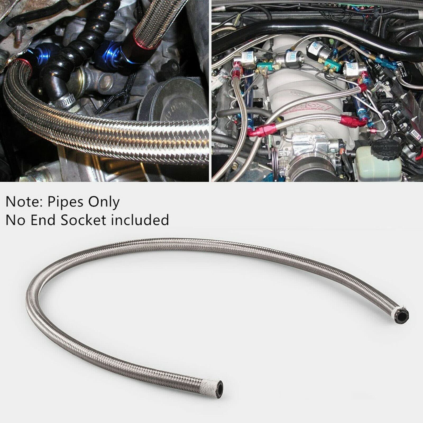 6AN 5FT Stainless Steel Braided Fuel Hose - Gas & Oil Line for Automotive & Marine