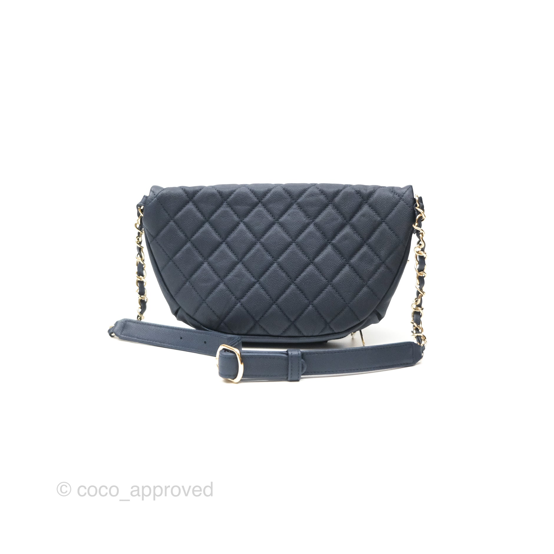 Chanel Business Affinity Waist Belt Bag in Navy Caviar Leather with Gold Hardware - Perfect for Work, Travel & Evening Events