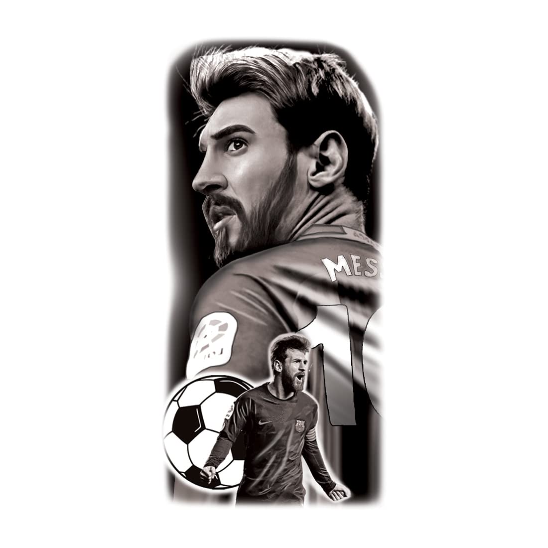 Lionel Messi Waterproof Temporary Tattoos for Men & Women - Long Lasting Fake Body Art for Sports Fans, Parties & Costume Events