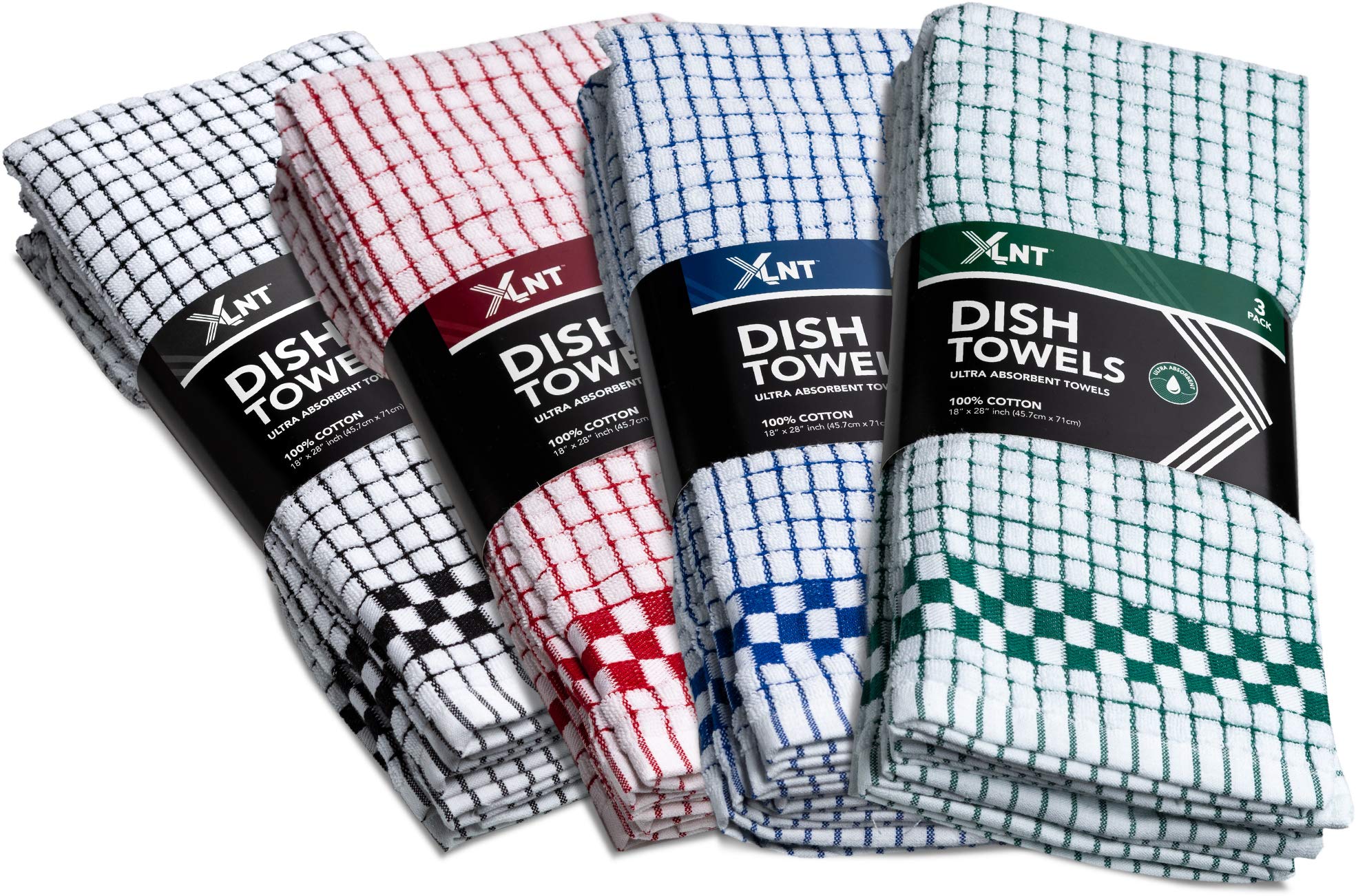 XLNT Premium 6-Pack Green Kitchen Towels - 100% Cotton Dish Towels & Ultra Absorbent Dishcloths | Durable, Quick-Drying Hand Towels & Tea Towels for Cooking, Cleaning, Dishwashing | Eco-Friendly Kitchen Essentials for Home & Restaurant Use