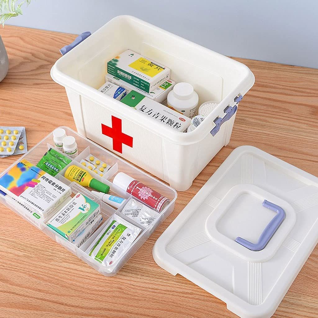 Portable Double Layer Mini Medicine Box - First Aid Kit for Home, Office & Travel - Compact Medical Organizer for Daily Pills, Bandages & Essentials