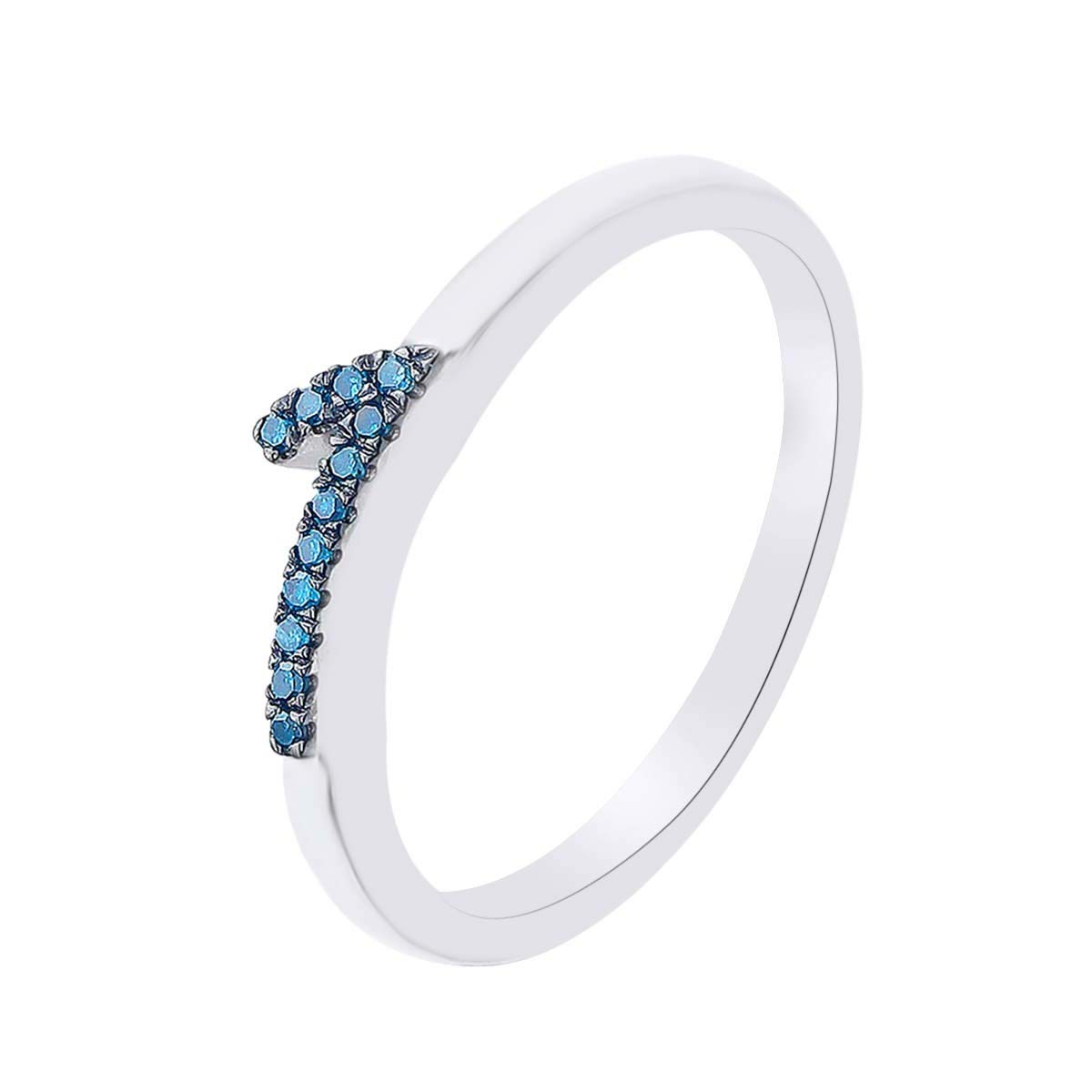 14k Gold Over Sterling Silver Round Cut Blue Natural Diamond Accent Stackable Number 1 Ring - Perfect for Anniversary Gifts, Birthday Presents & Everyday Elegance