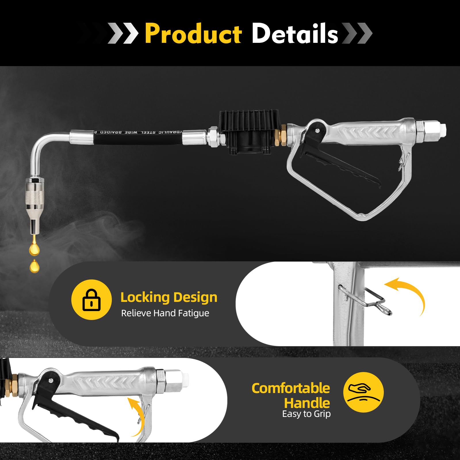 Heavy Duty Digital Oil Transfer Pump - Air Operated Electronic Meter for Gasoline, Diesel & Fluids Dispensing with Control Valve & Nozzle | US Stock | Ideal for Auto Shops, Gas Stations & Industrial Use