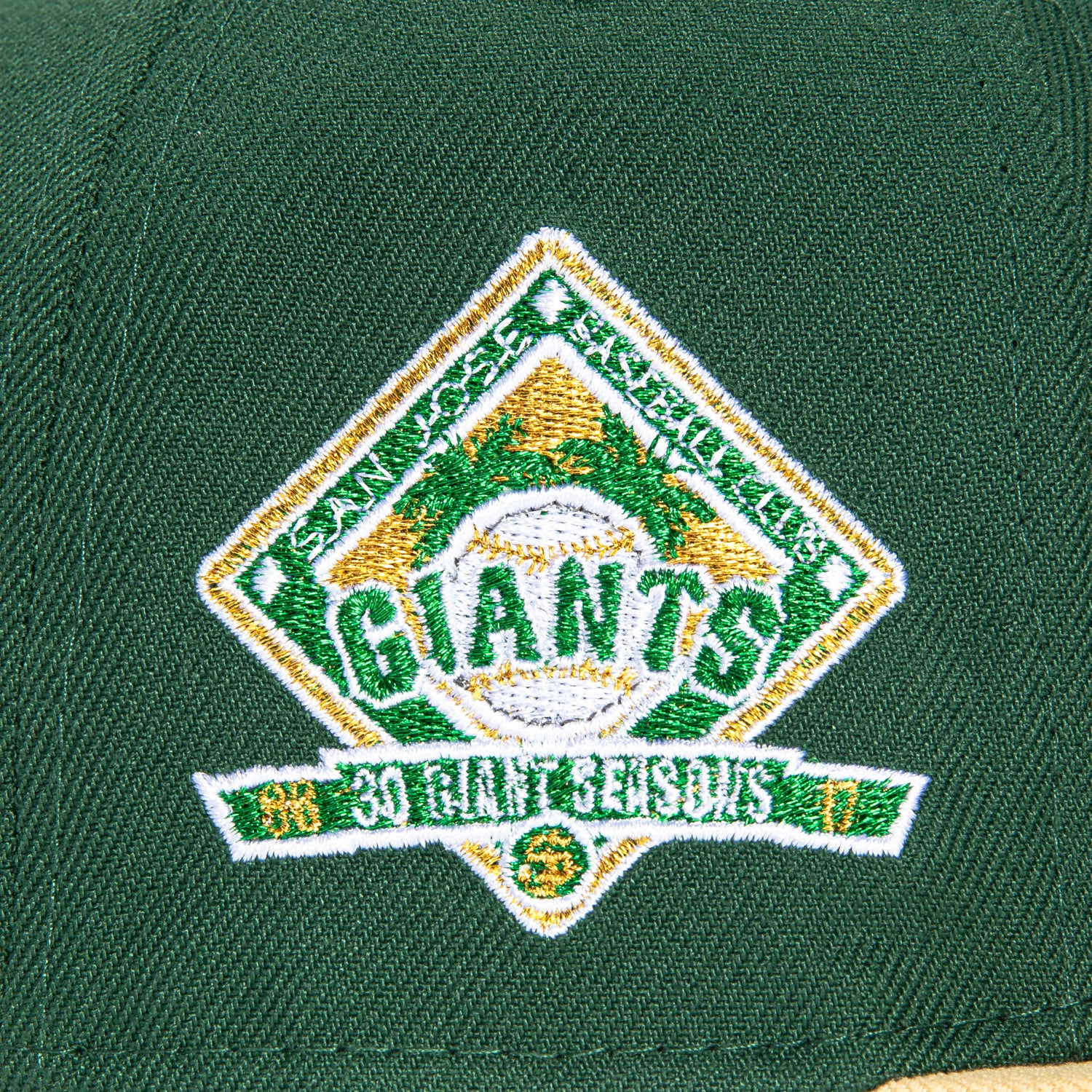 New Era 59Fifty San Jose Giants 30th Anniversary Patch Snapback Hat - Green & Tan - Official MLB Baseball Cap for Men & Women - Perfect for Games, Collecting & Streetwear Fashion