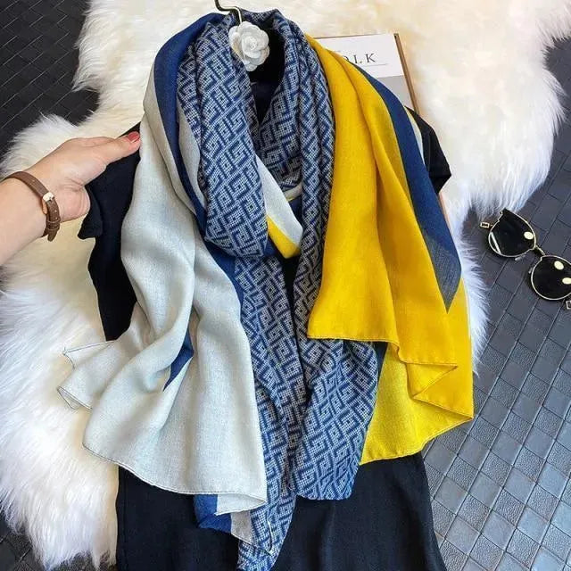 Luxury Striped Scarves for Women - Soft Cashmere & Silk Blend - Elegant Fashion Accessory for Winter, Office & Special Occasions
