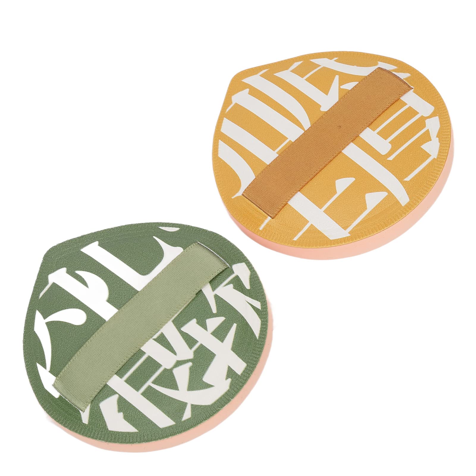 Ultra Soft Powder Puff Sponge for Wet & Dry Makeup Application - 2 Pack Green & Yellow Blending Pads - Perfect for Foundation, Setting Powder & Mineral Makeup On-The-Go
