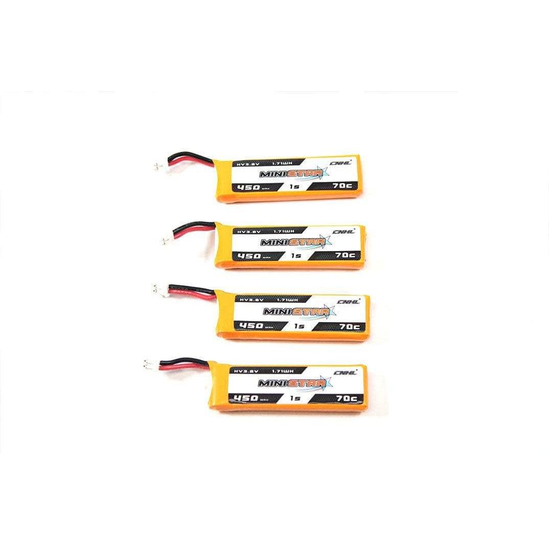 CNHL MiniStar 3.7V 450mAh 70C LiHV Micro Battery (4 Pack) with PH2.0 Connector - High Performance RC Drone Battery for FPV Racing and Mini Quadcopters