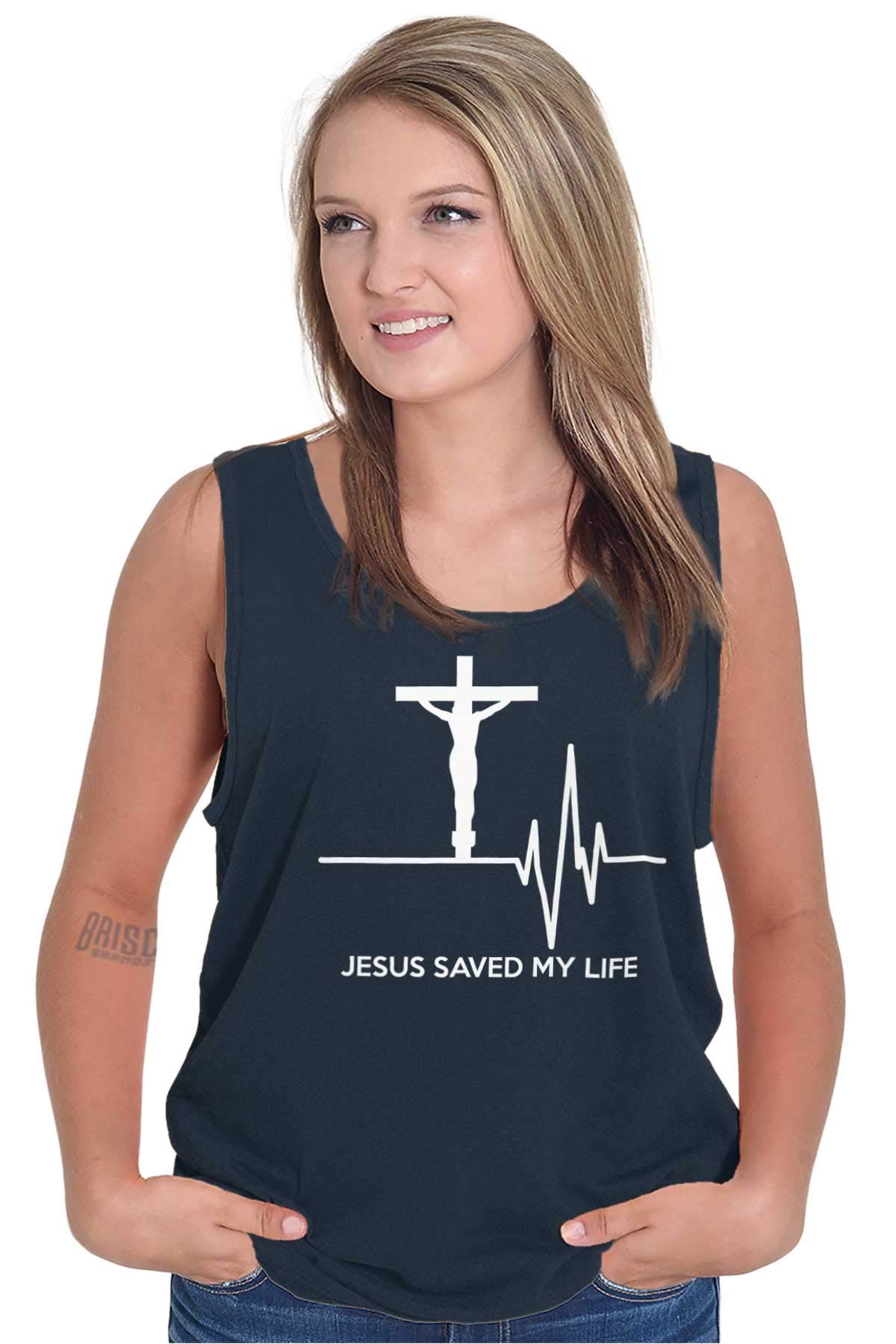 Christian Strong Jesus Saved My Life Crucifix Graphic T-Shirt for Men & Women - Faith Inspired Casual Wear for Church, Bible Study & Everyday Inspiration