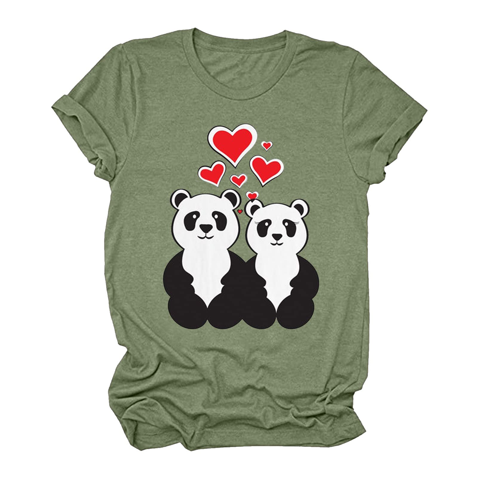 Women's Short Sleeve Summer T-Shirt - Cute Panda Print Round Neck Casual Top & Tunic Blouse | Perfect for Summer Outfits, Beach Wear & Casual Daily Fashion