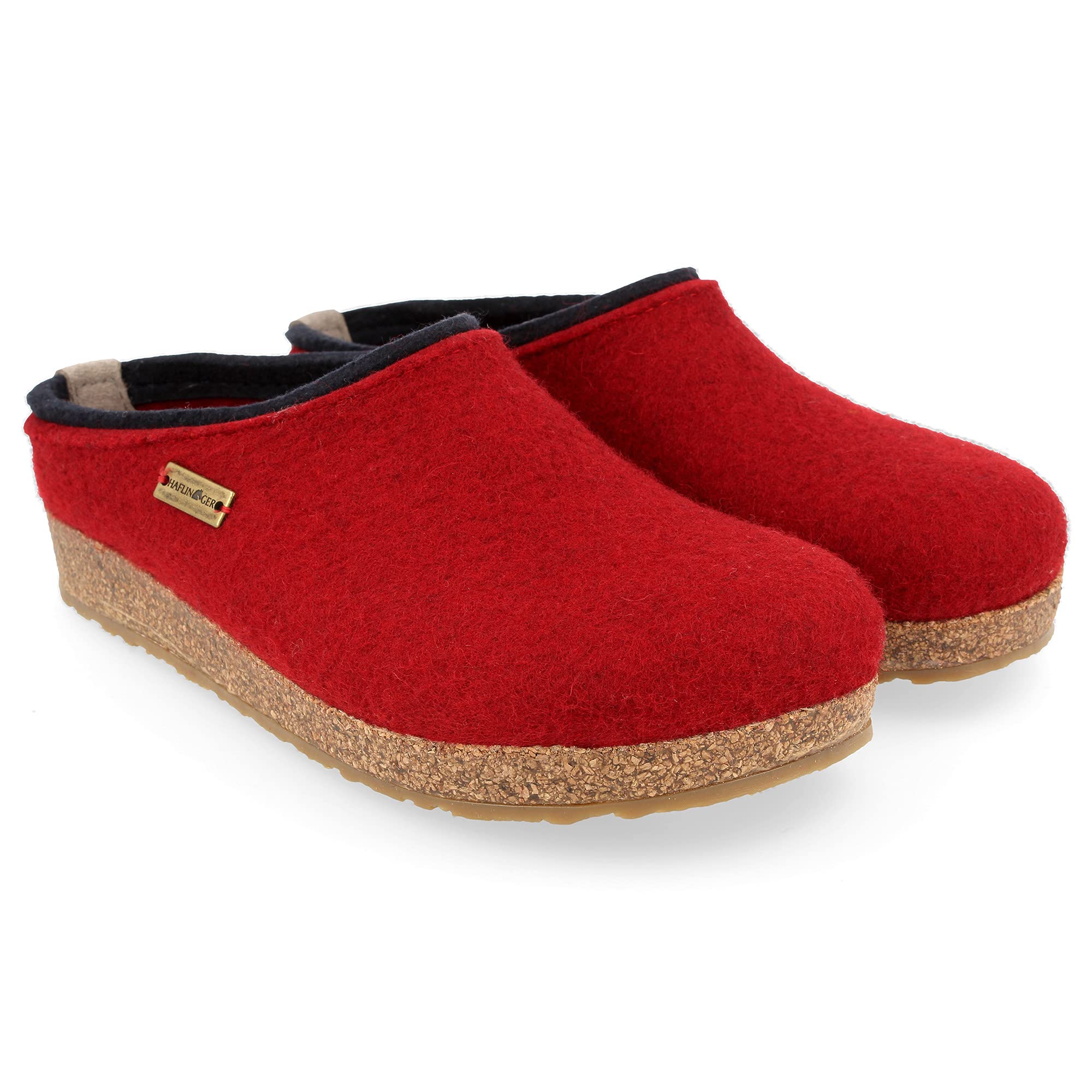 HAFLINGER Girls' Open Back Slippers - Soft Wool Comfort House Shoes for Kids, Size 6 US (42 EU), Paprika Red - Perfect for Indoor Wear, Playtime & Cozy Relaxation at Home