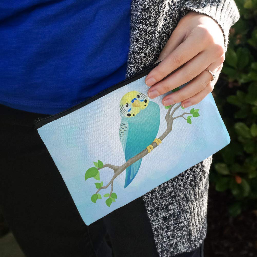 Colorful Parakeet Budgie Pencil Case - Zippered Pen Organizer Pouch for School, Office & Art Supplies Storage | Cute Bird Design Stationery Holder for Students & Teachers