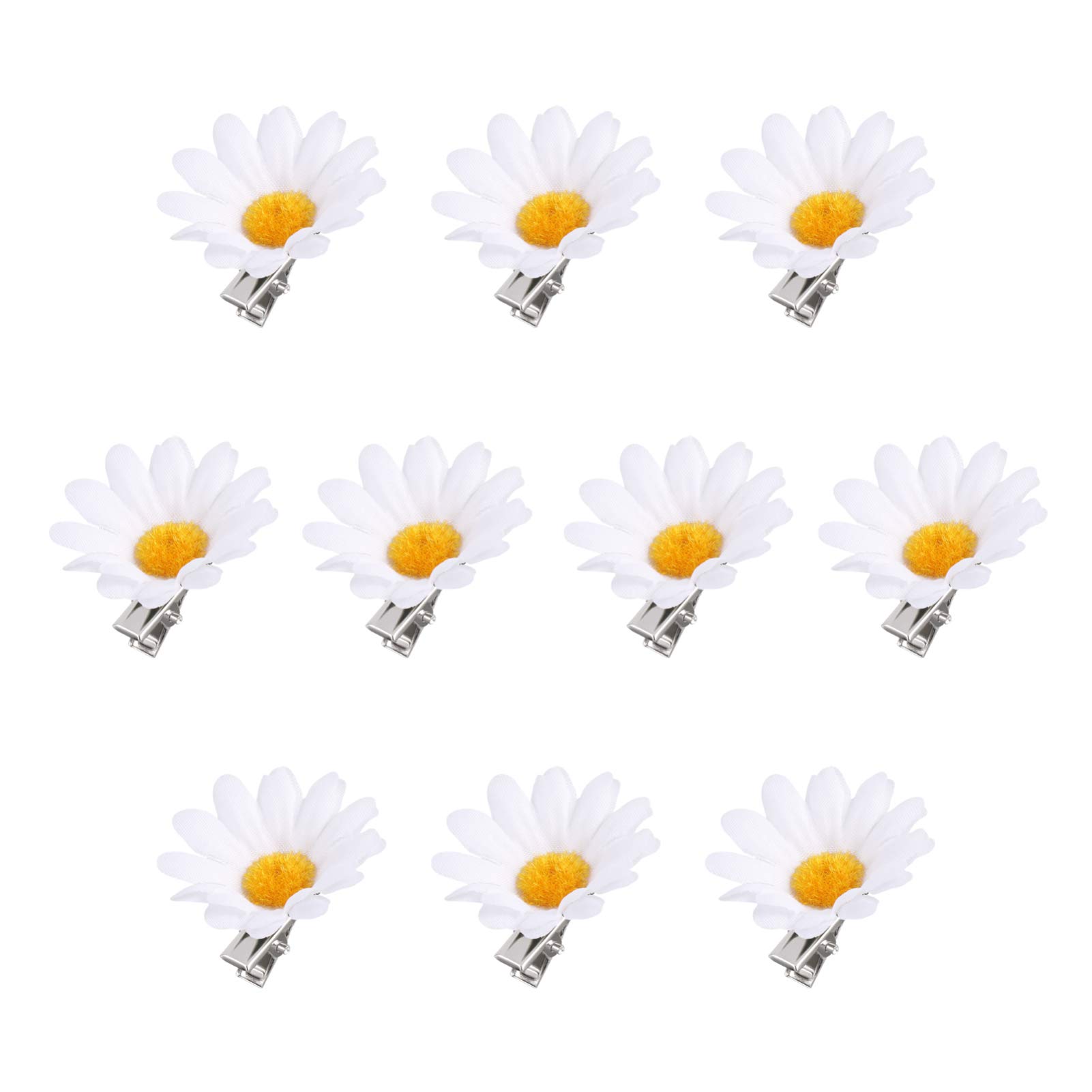 Lurrose Daisy Flower Hair Clips - 10Pcs Sweet Alligator Hair Clips for Women & Girls - Floral Hair Barrettes for Beach, Wedding, Party & Everyday Use
